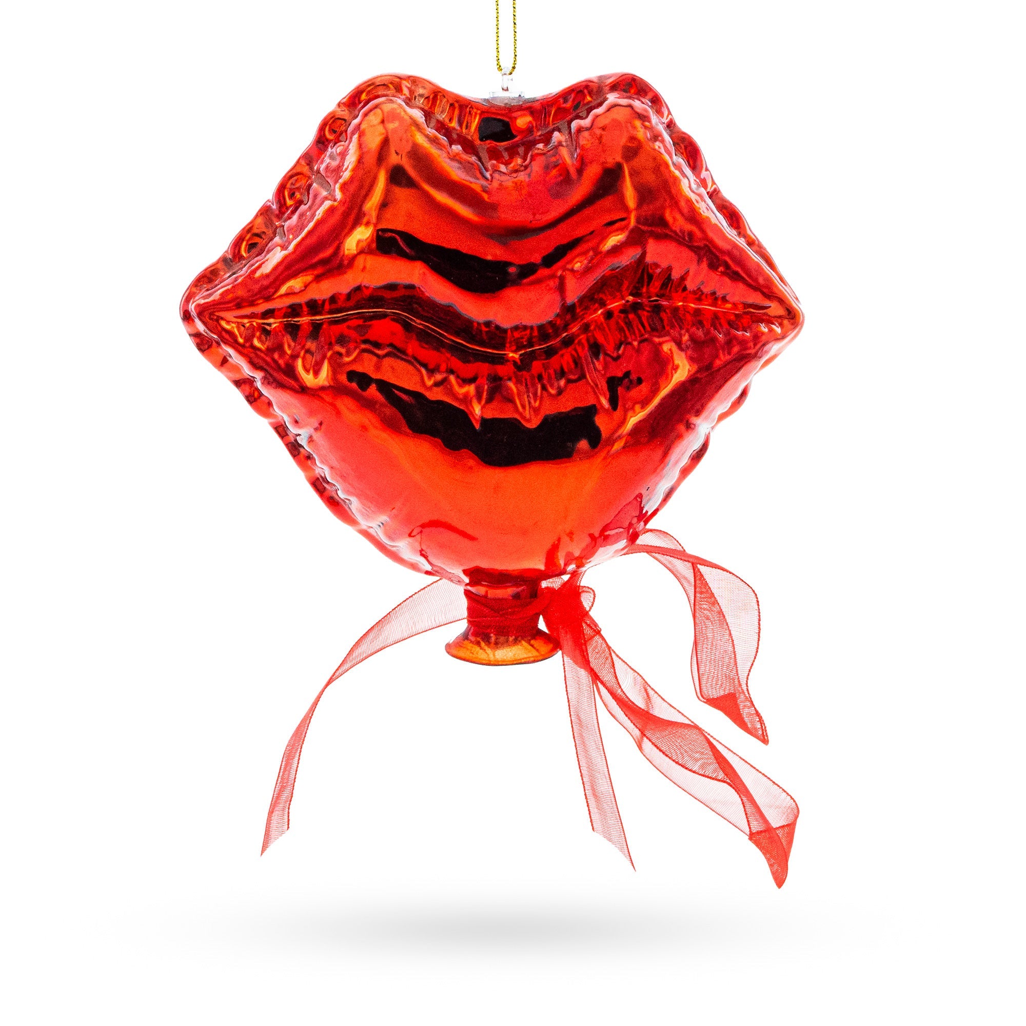 Sultry Red Lips Glass Christmas Ornament