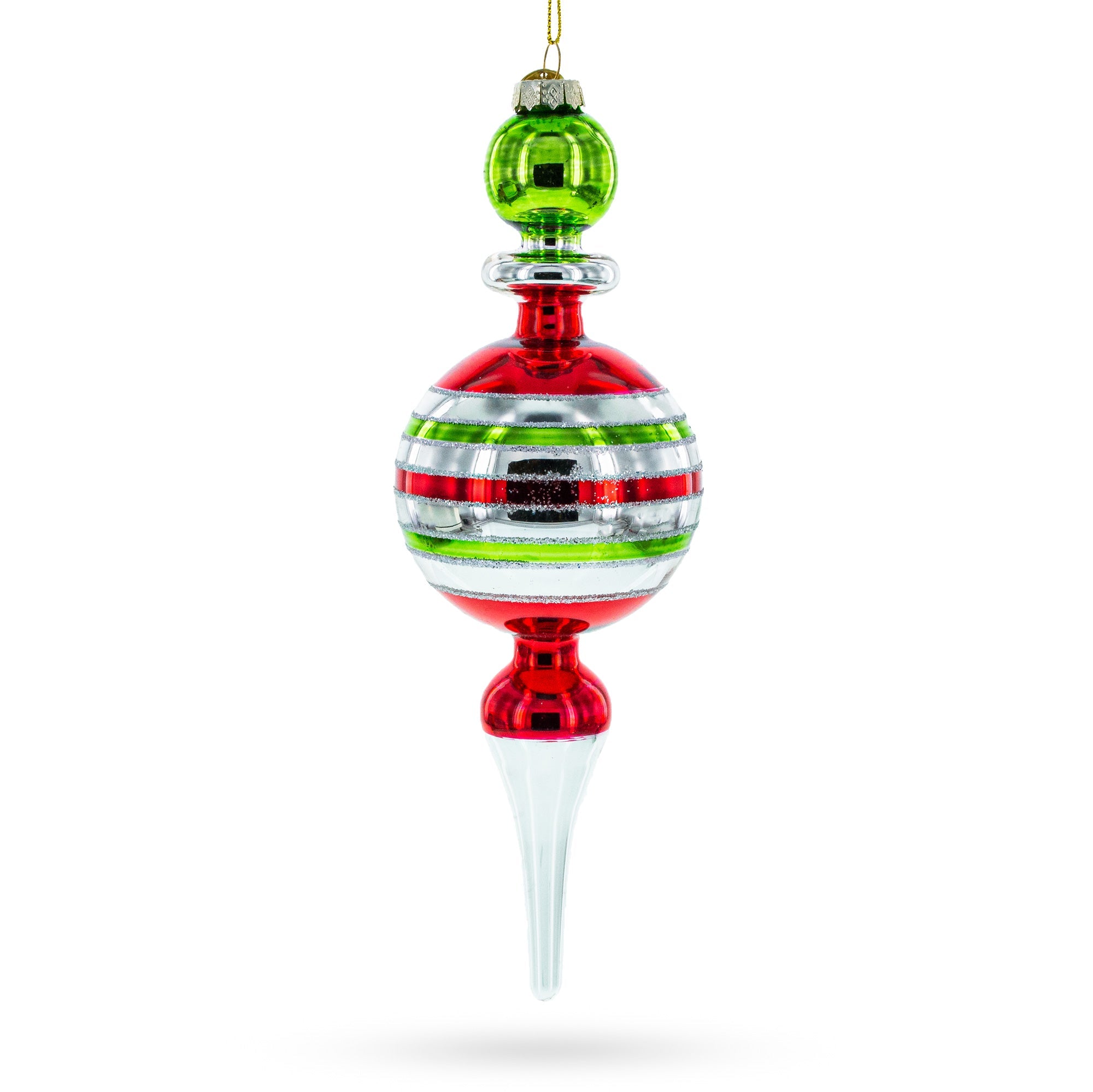 Vintage Multicolored Finial Retro-Inspired Glass Christmas Ornament