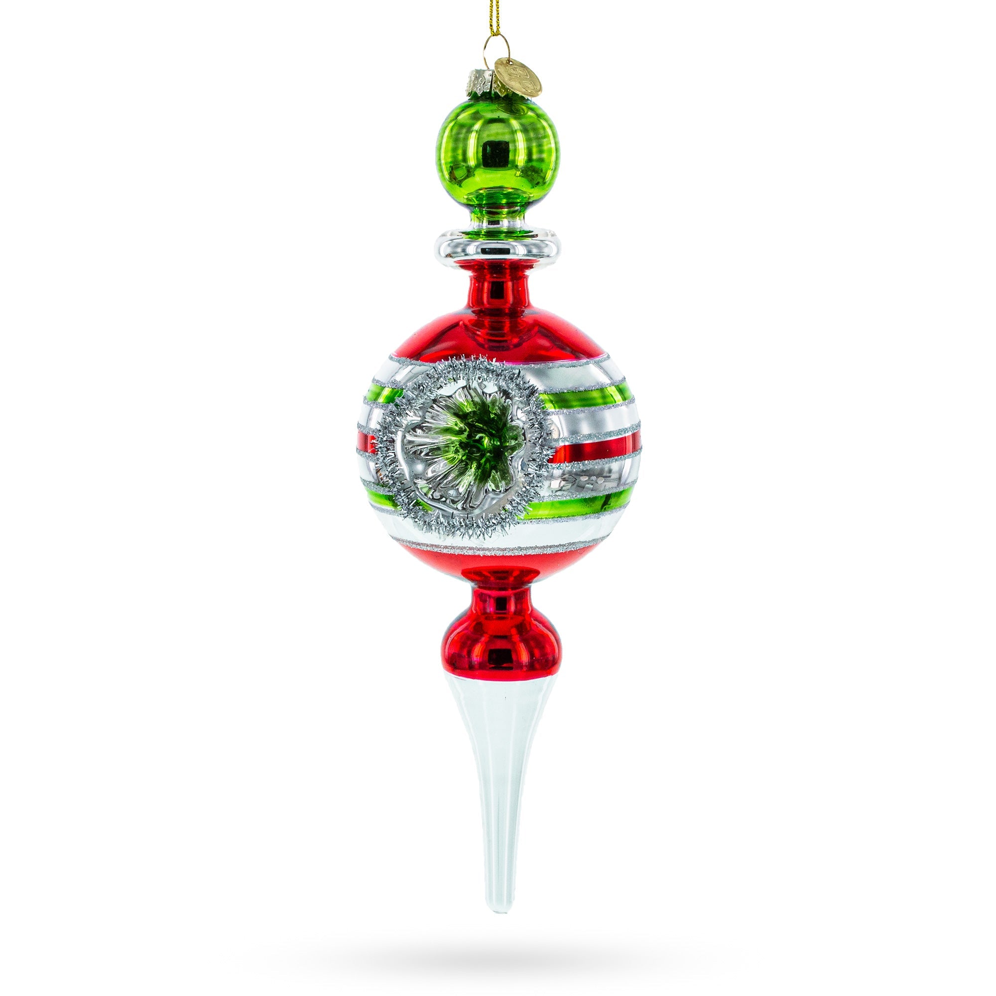 Vintage Multicolored Finial Retro-Inspired Glass Christmas Ornament