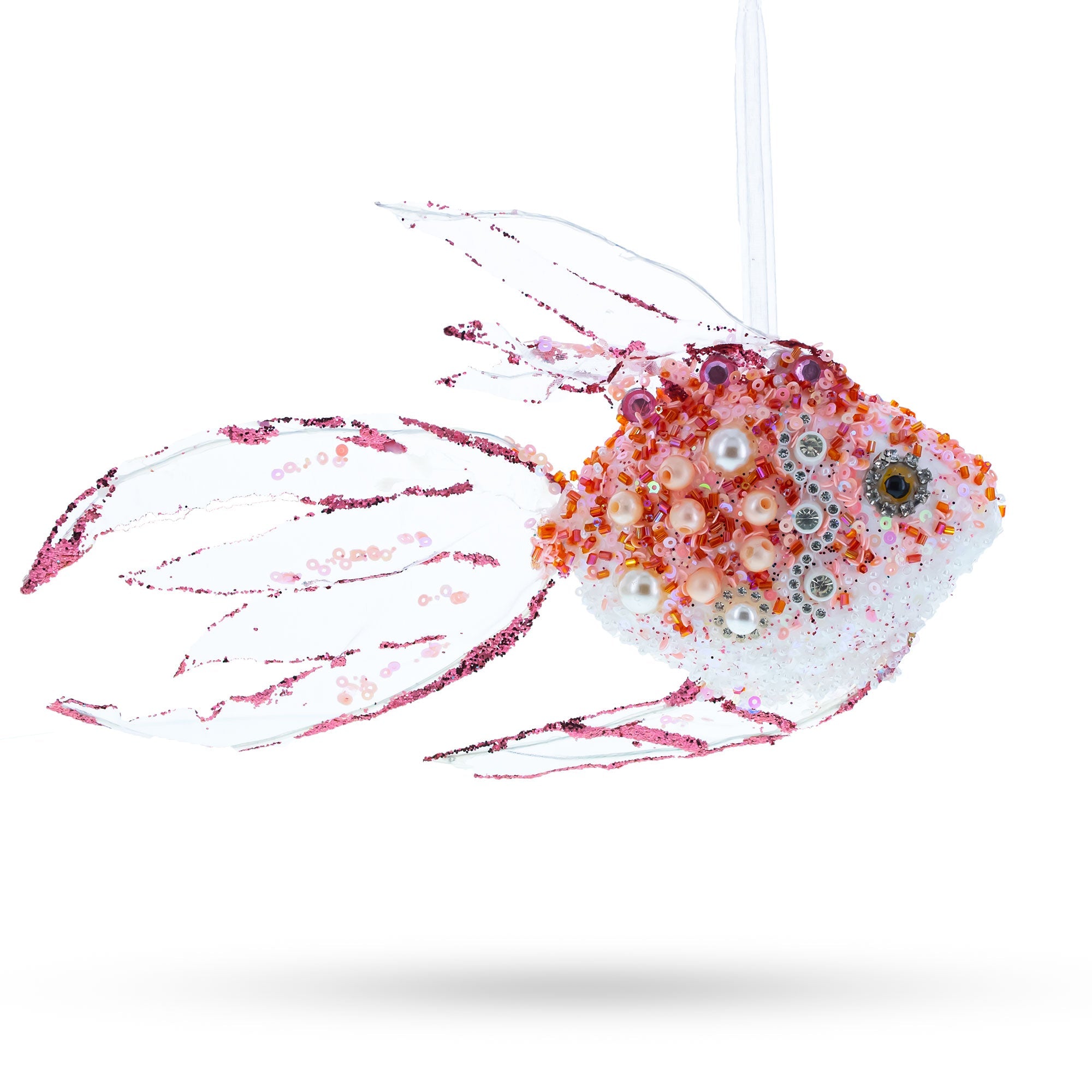 Beaded Blue Coral Reef Fish Glass Christmas Ornament BestPysanky