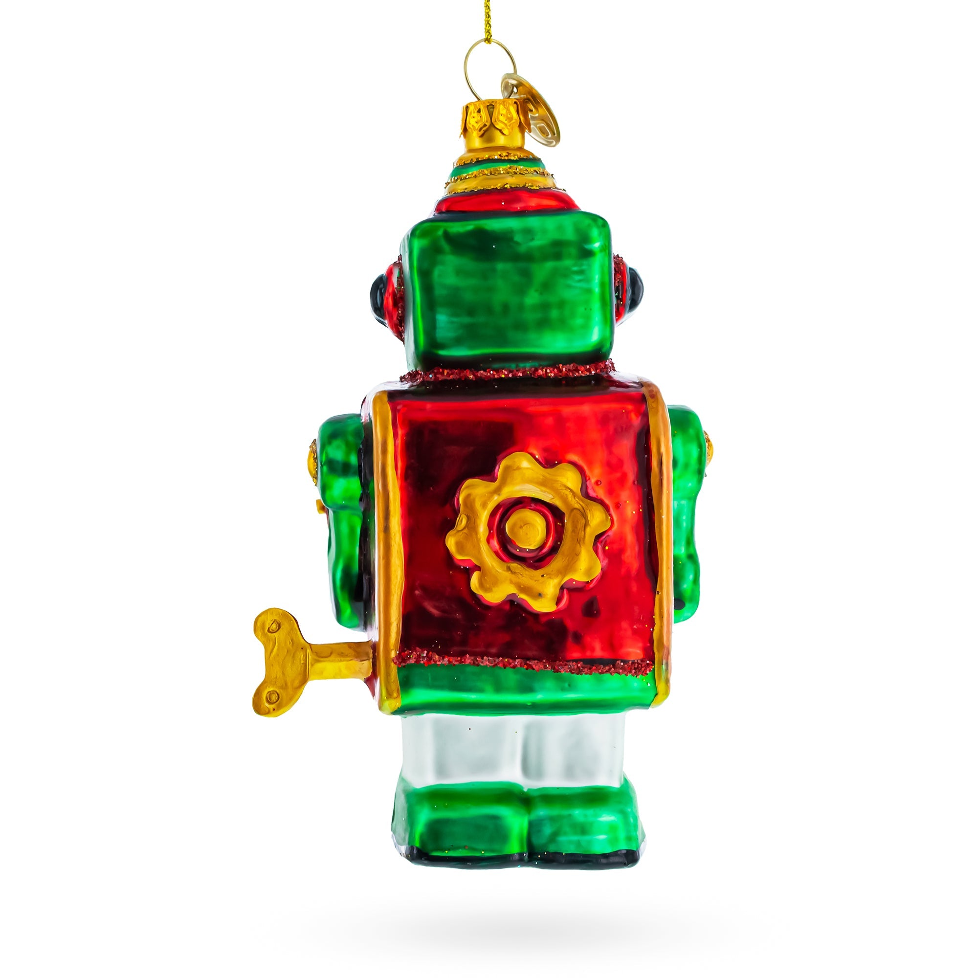 Robot-Drummer Glass Christmas Ornament