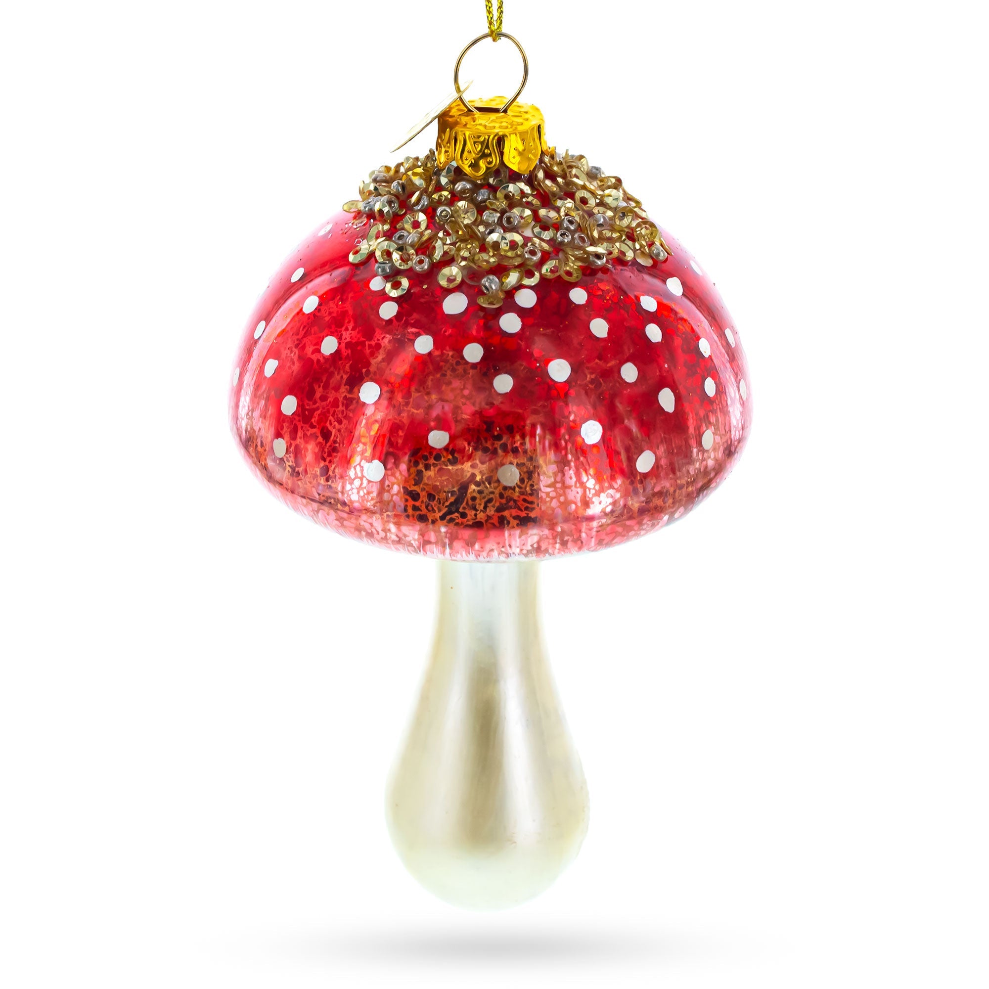 Amanita Mushroom Glass Christmas Ornament