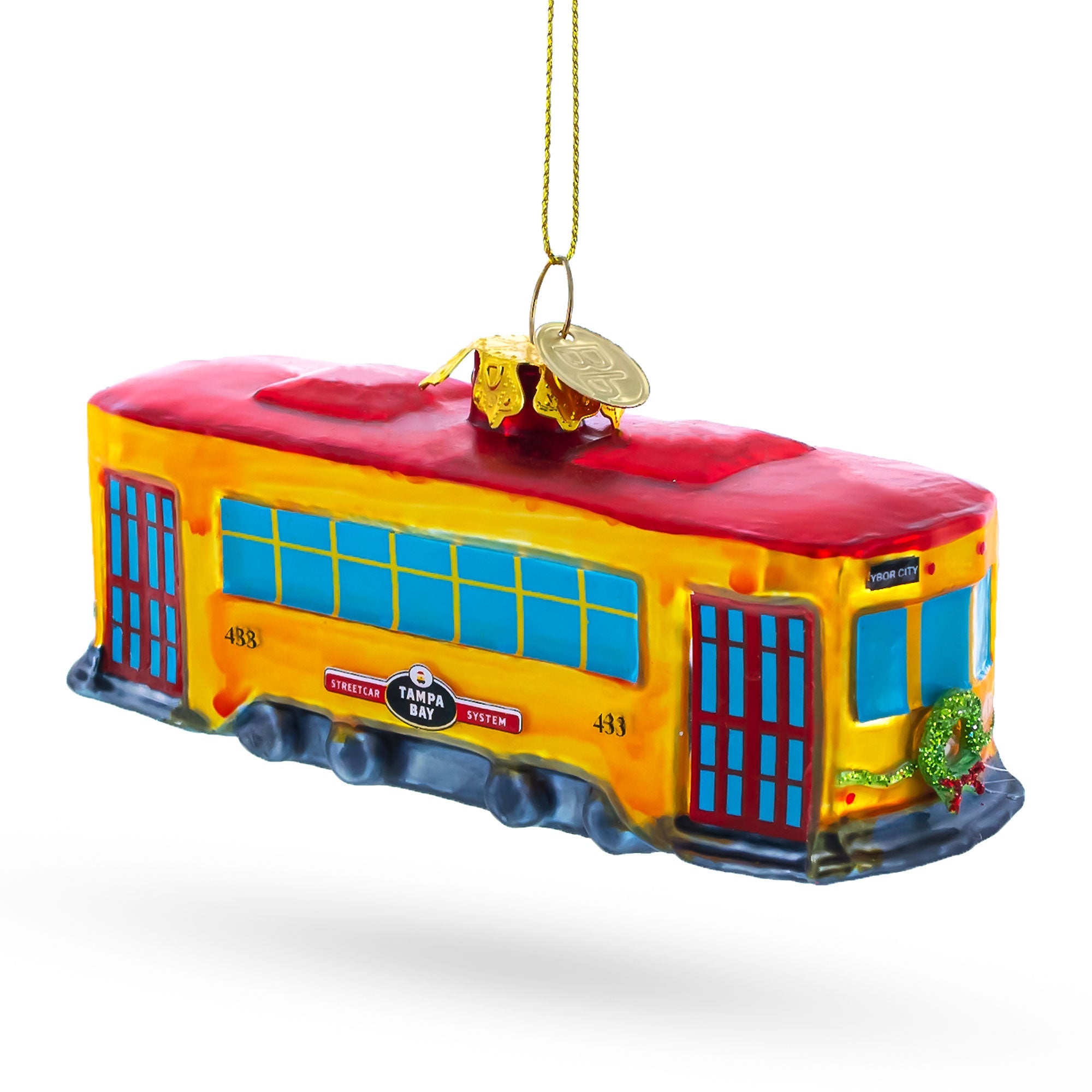 Vintage-Inspired Streetcar Glass Christmas Ornament