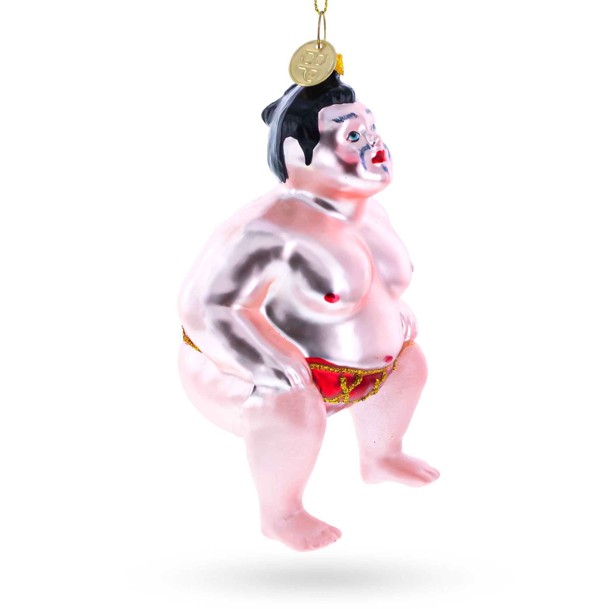 Sumo Wrestler Glass Christmas Ornament