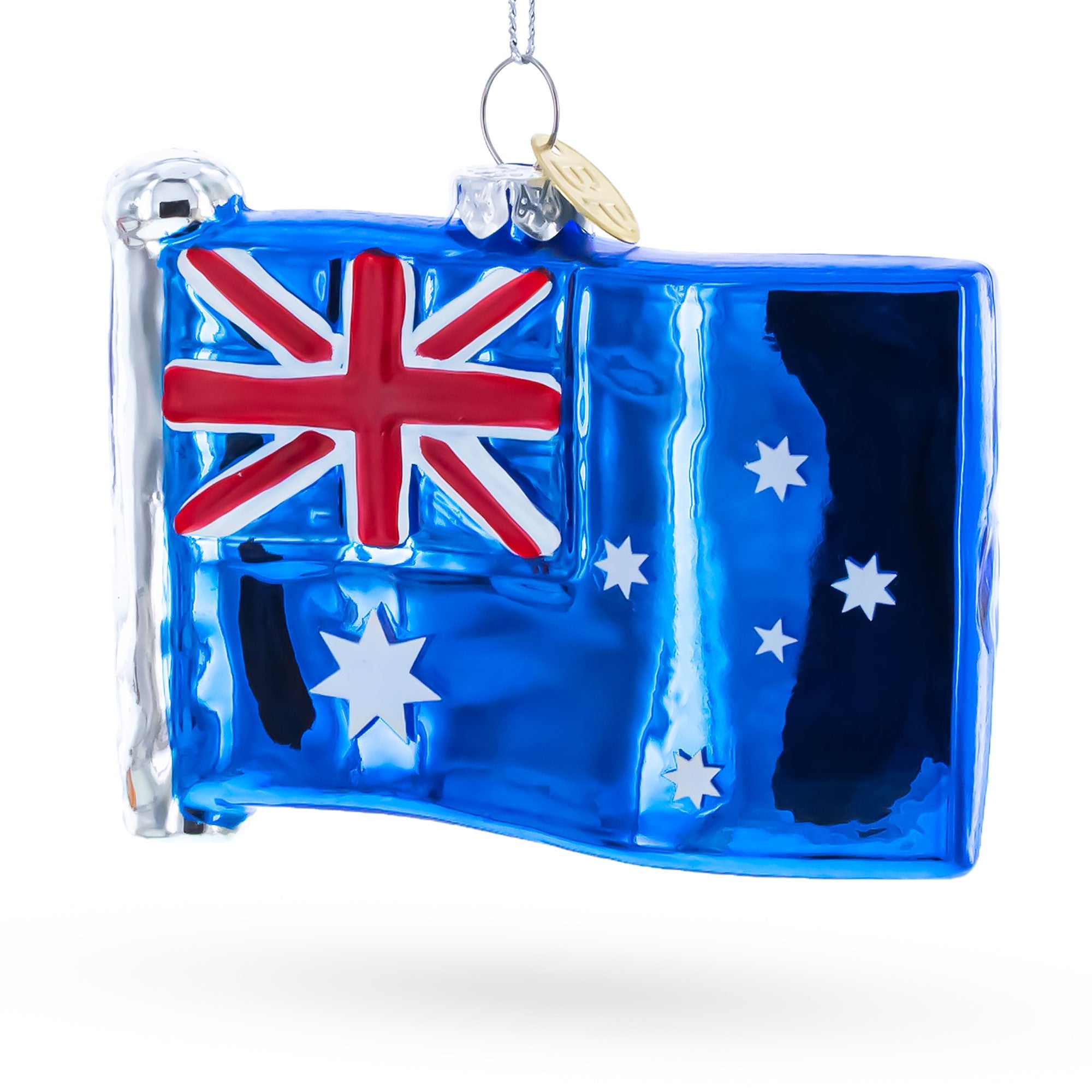 Waving Flag of Australia Glass Christmas Ornament