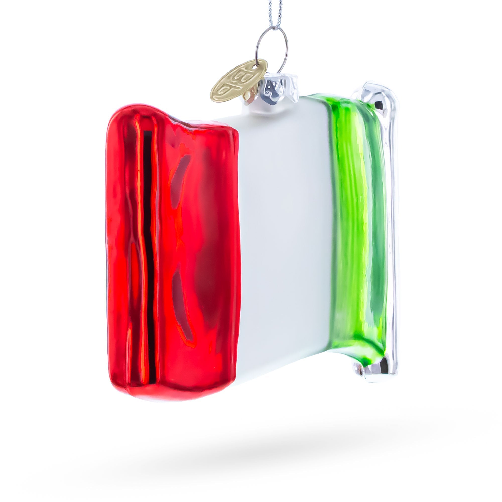 Waving Flag of Italy Glass Christmas Ornament