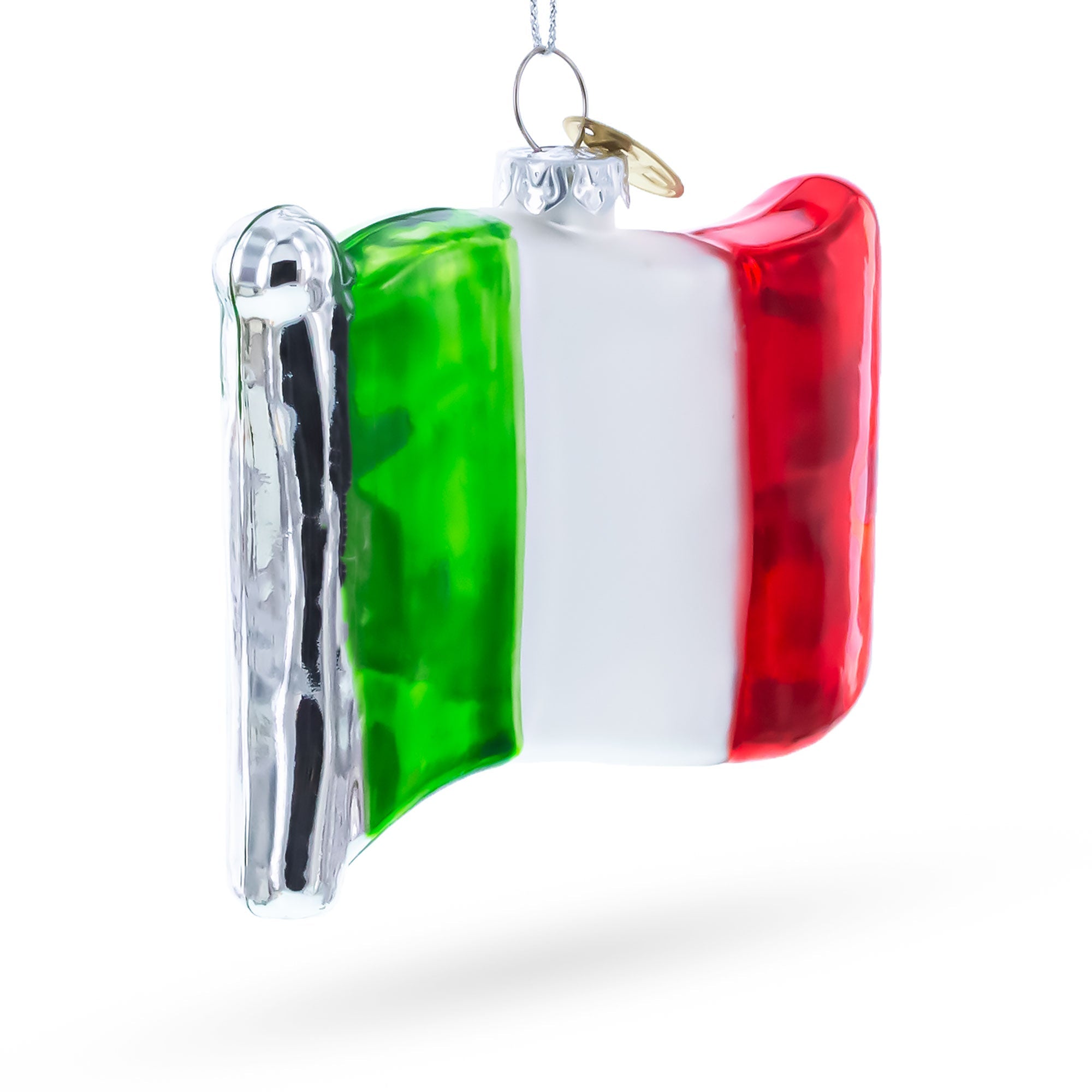 Waving Flag of Italy Glass Christmas Ornament