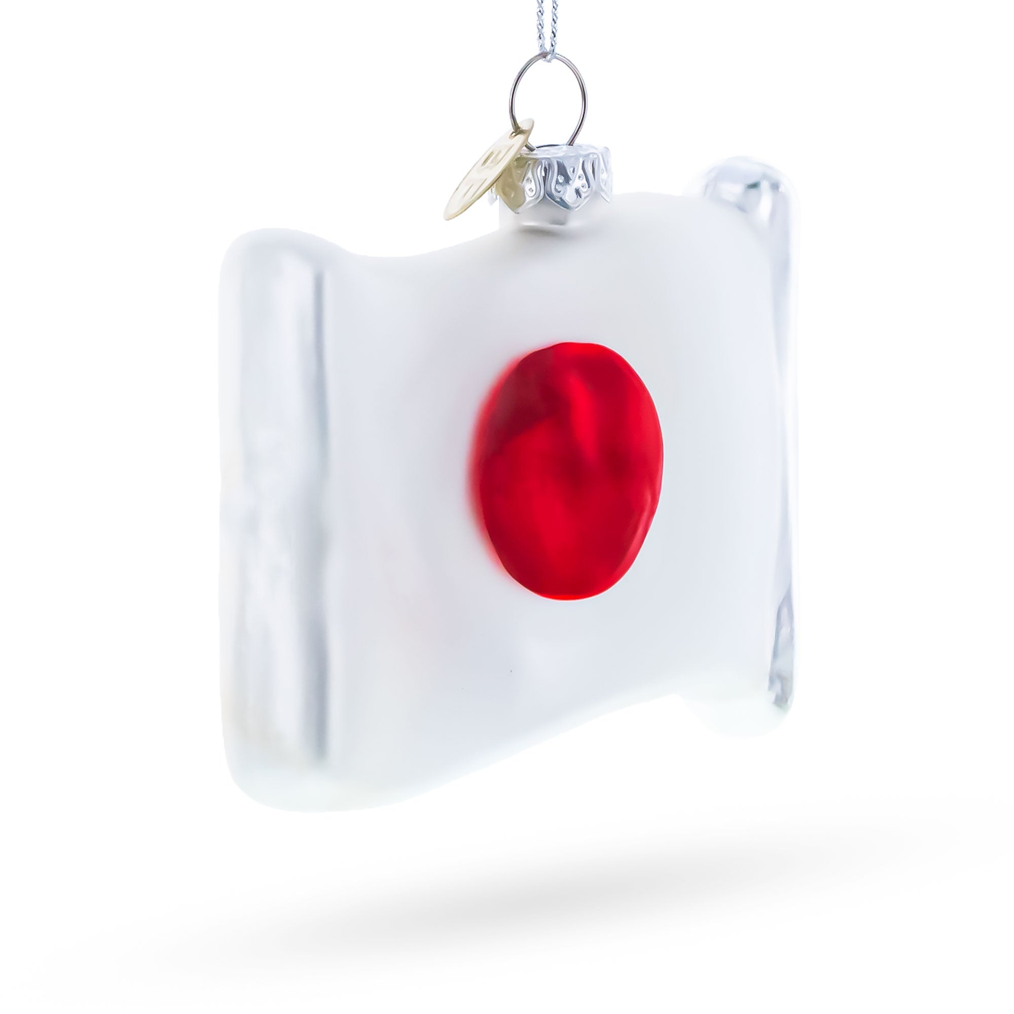 Waving Flag of Japan Glass Christmas Ornament