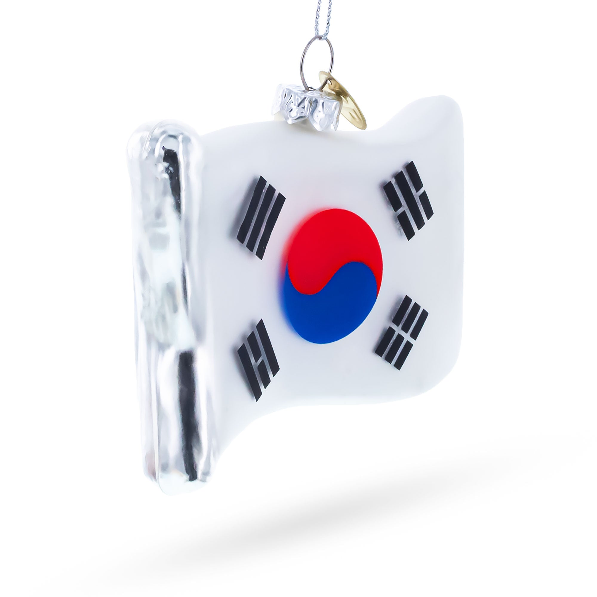 Waving Flag of South Korea Glass Christmas Ornament