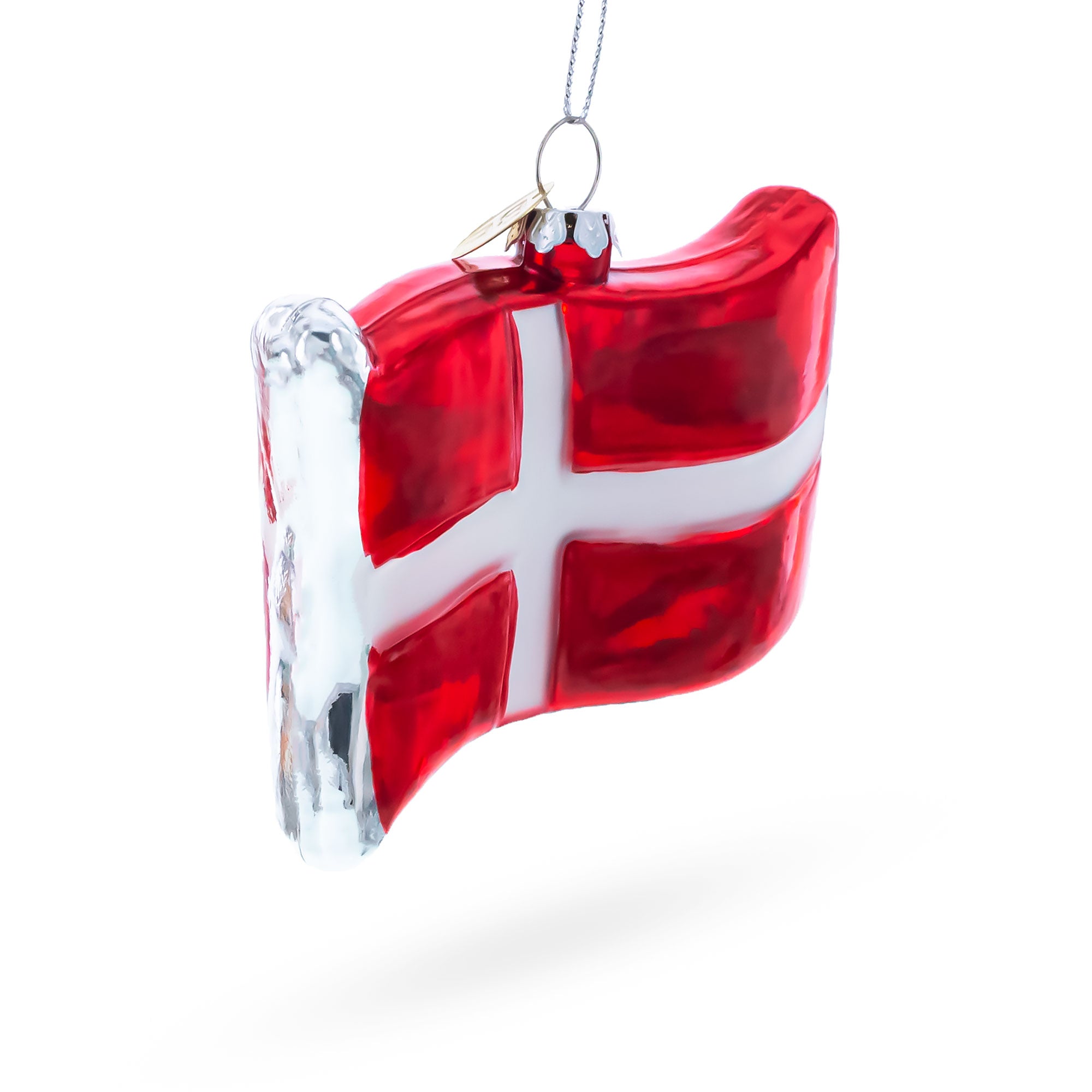 Waving Flag of Denmark Glass Christmas Ornament