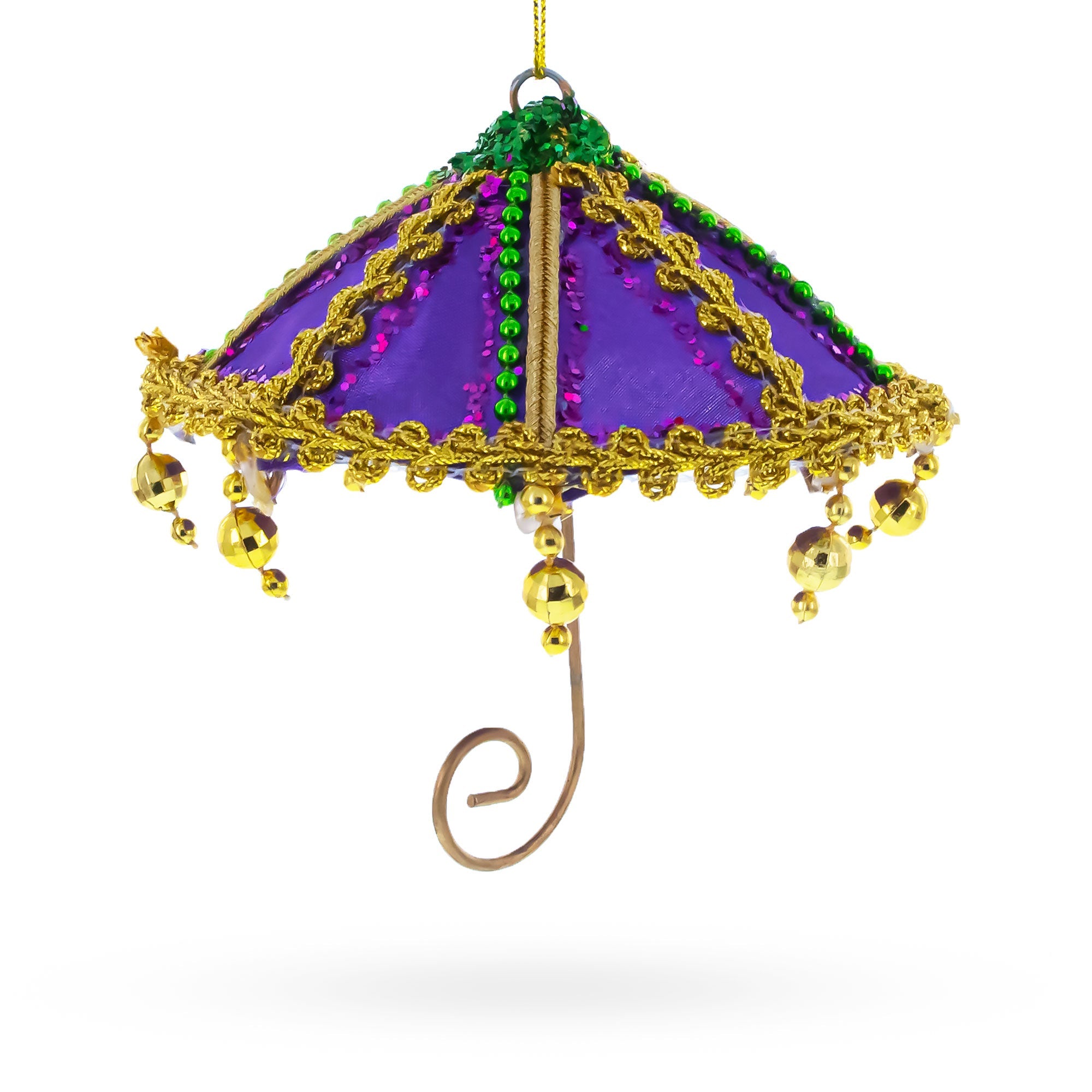 Whimsical Purple Umbrella with Beaded Accents Christmas Ornament