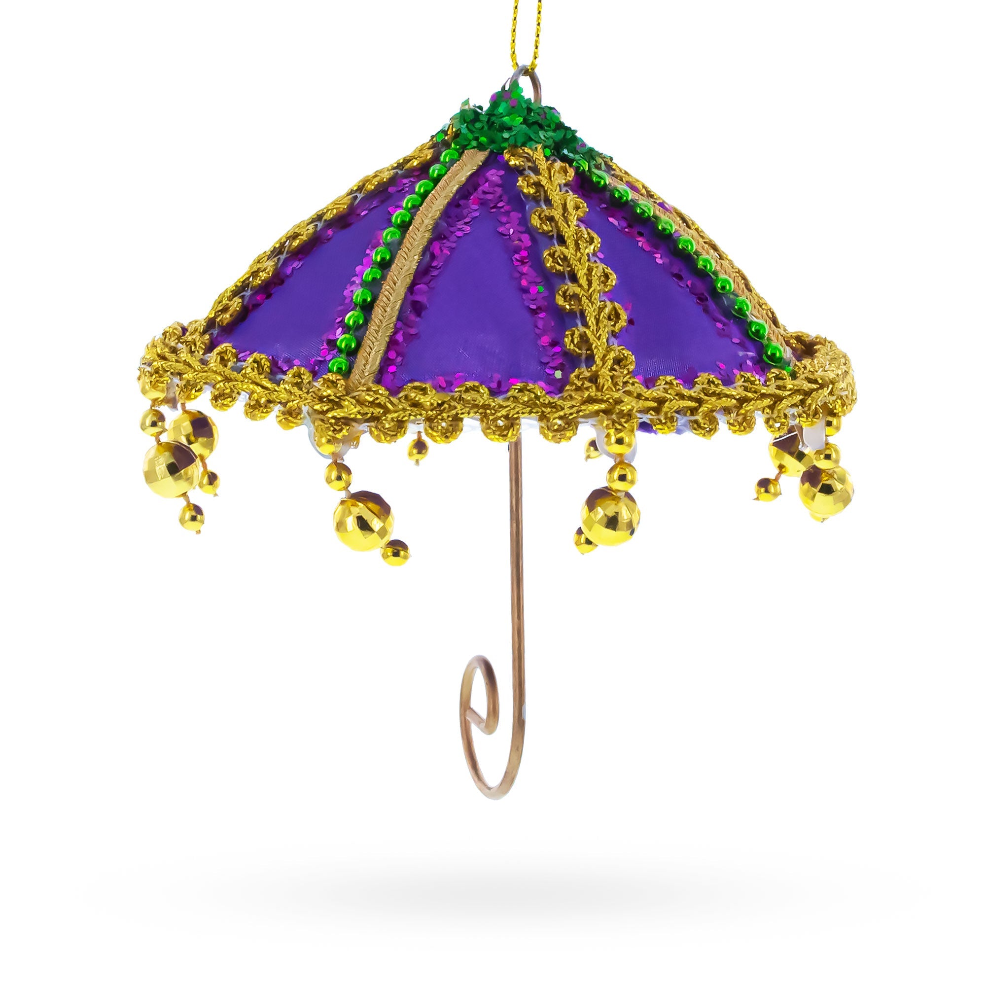 Whimsical Purple Umbrella with Beaded Accents Christmas Ornament