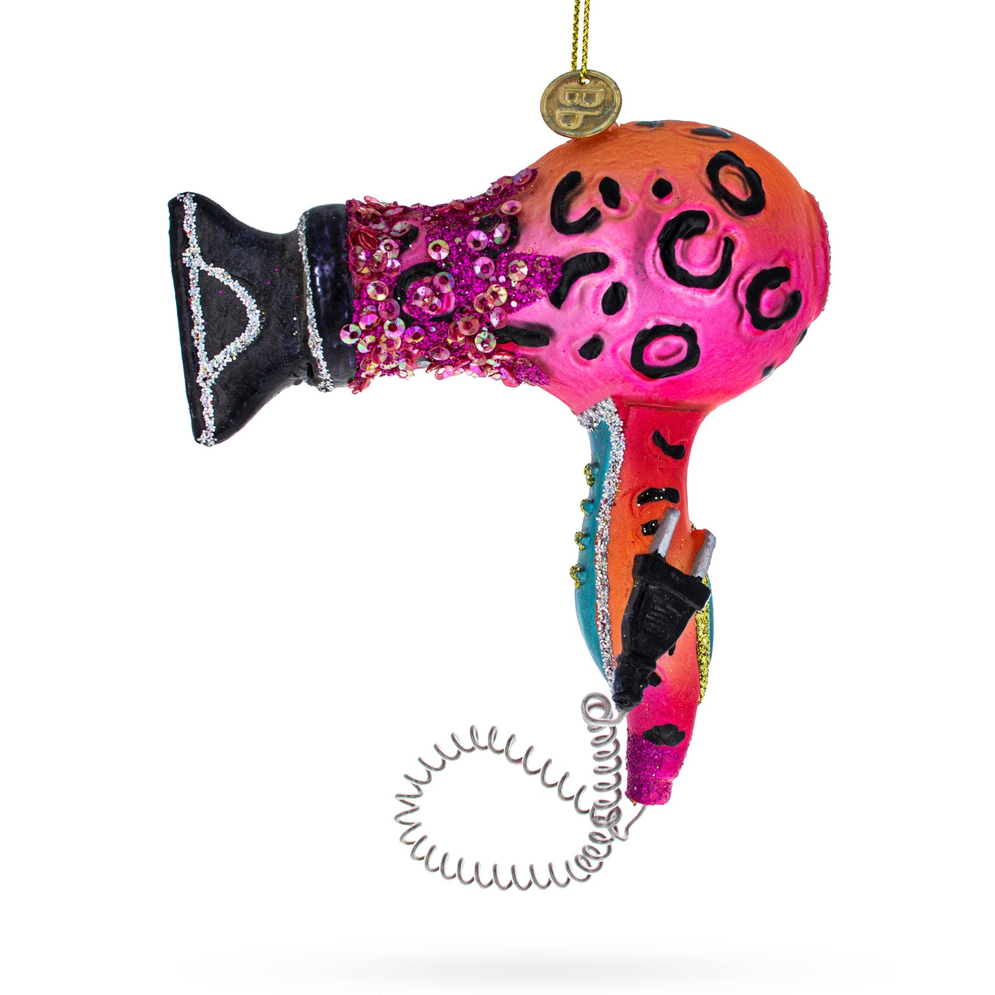 Sleek Hair Dryer Glass Christmas Ornament