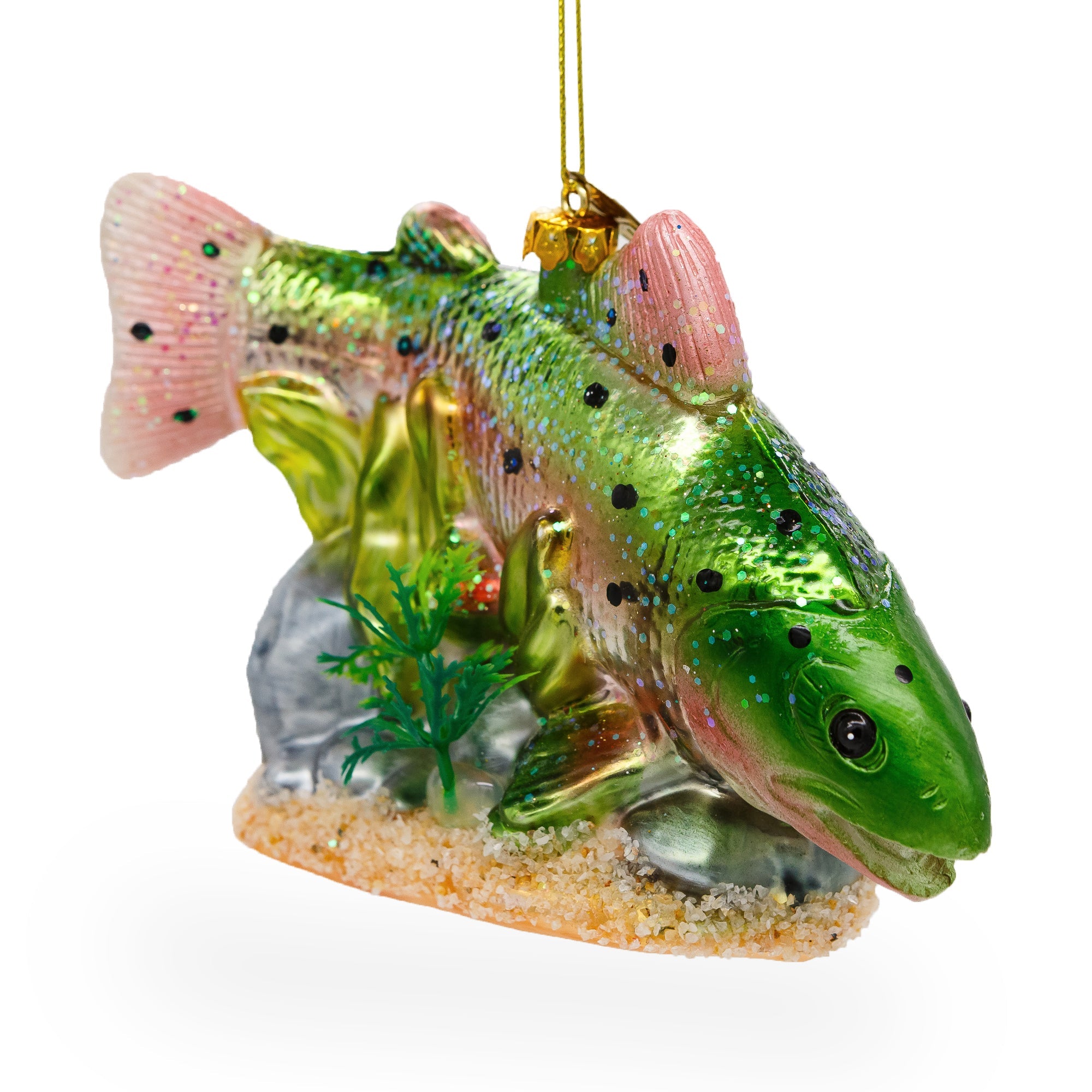 Rainbow Trout Glass Christmas Ornament