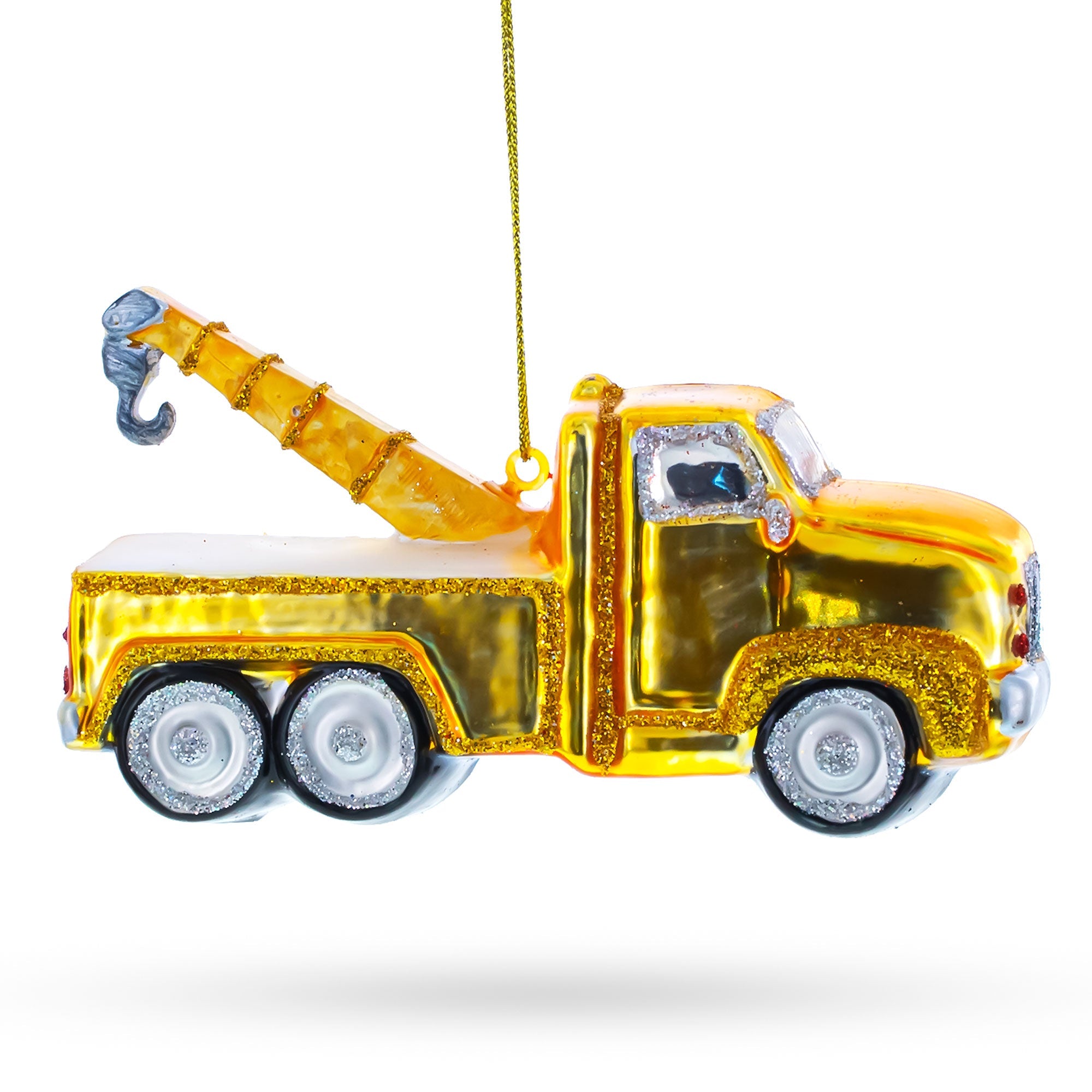 Tow Truck Glass Christmas Ornament