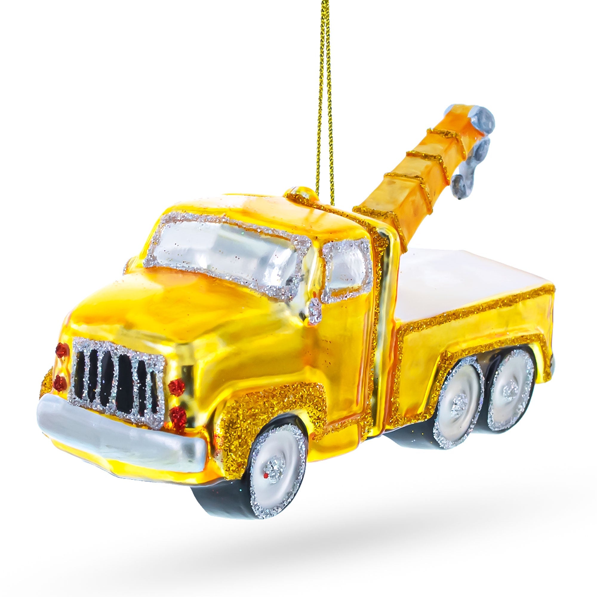 Tow Truck Glass Christmas Ornament