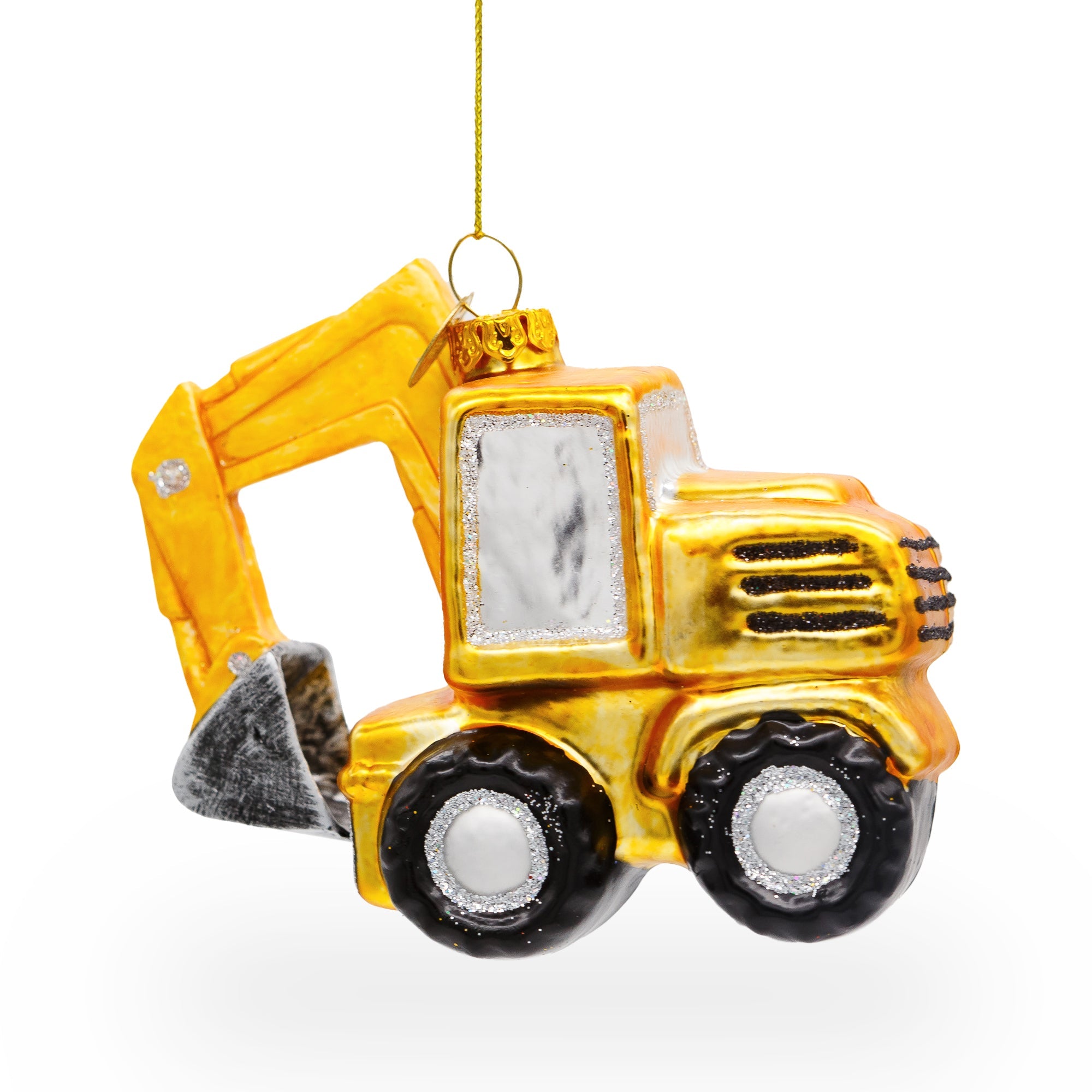 Wheel Excavator Glass Christmas Ornament