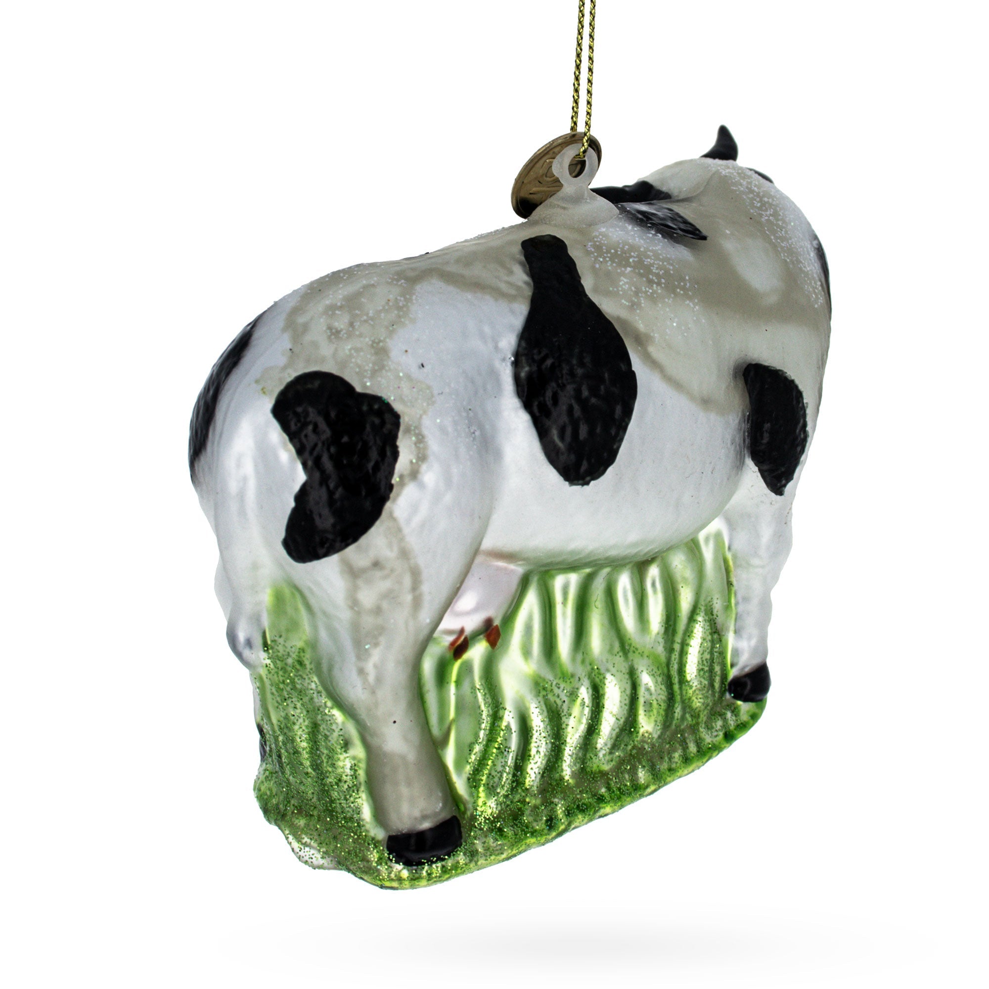 Cow with Calf Glass Christmas Ornament