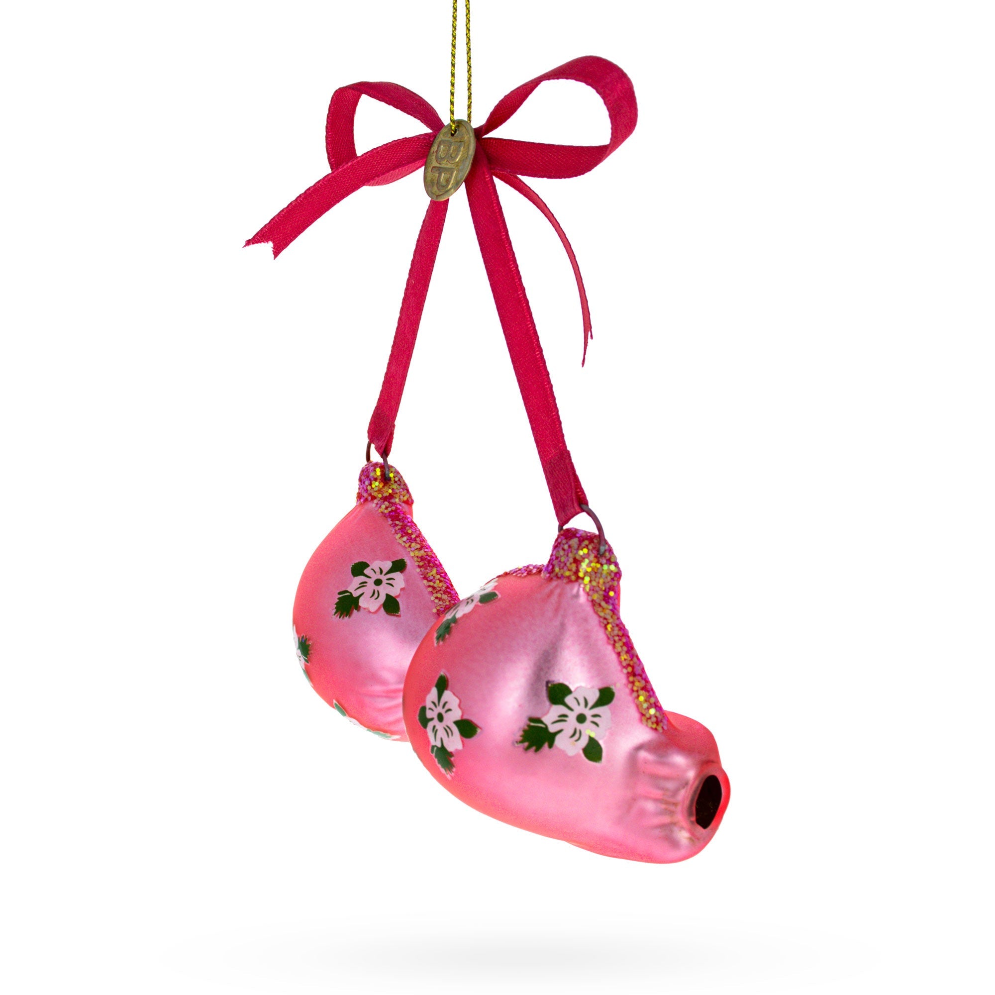 Pink Bra Glass Christmas Ornament
