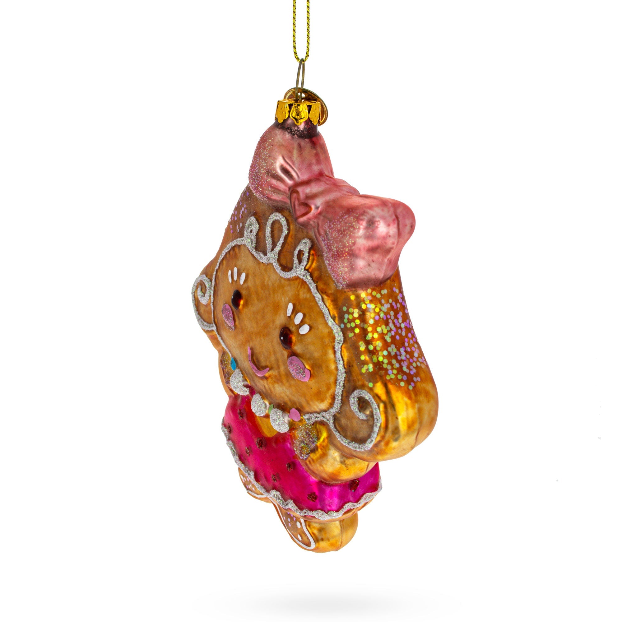 Gingerbread Girl Glass Christmas Ornament