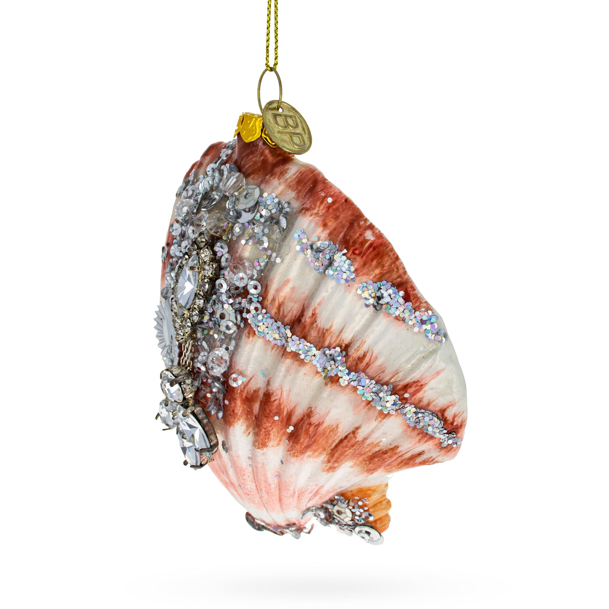 Sparkling Seashells Glass Christmas Ornament
