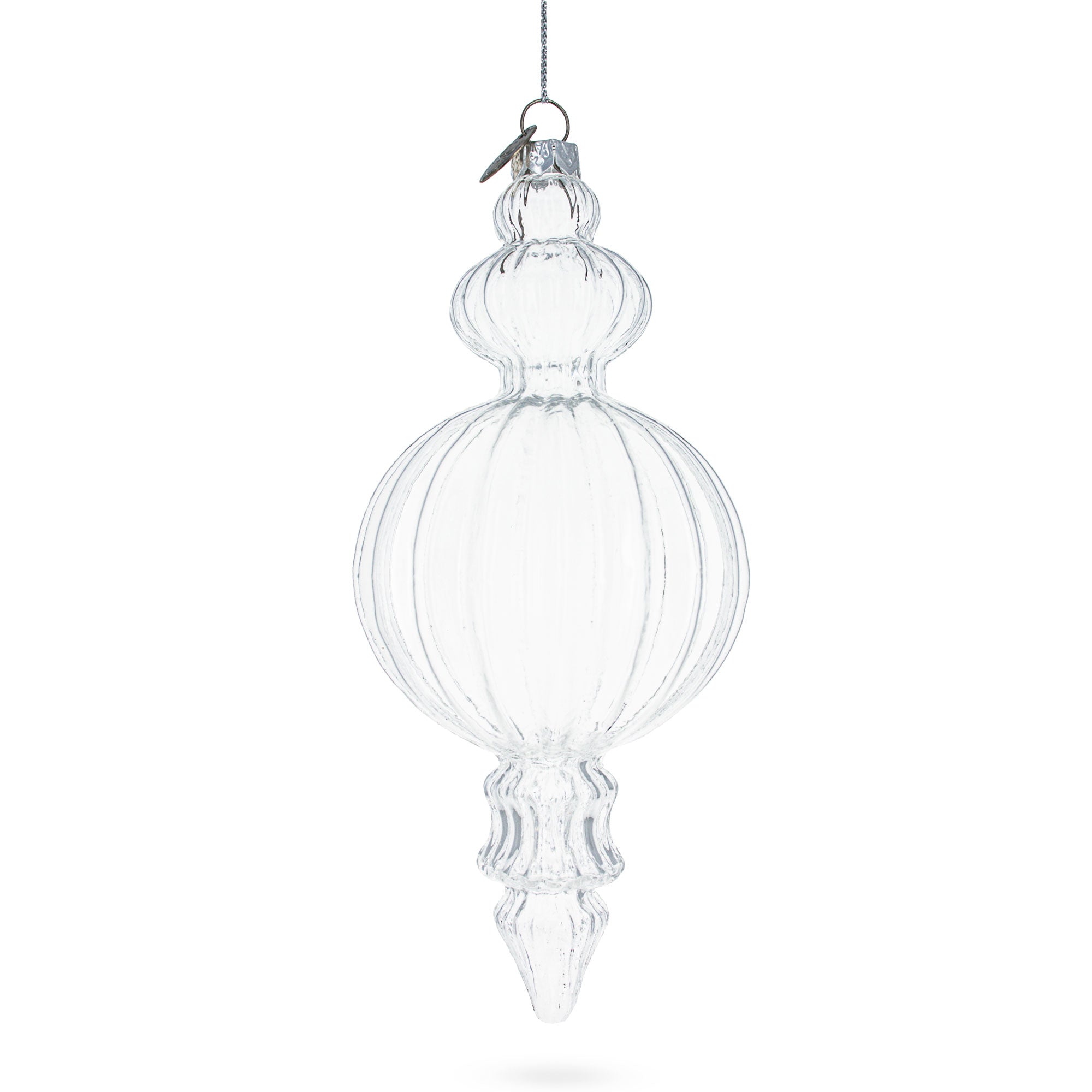 Triple Finial Clear Glass Christmas Ornament 6.7 Inches (170 mm) BestPysanky