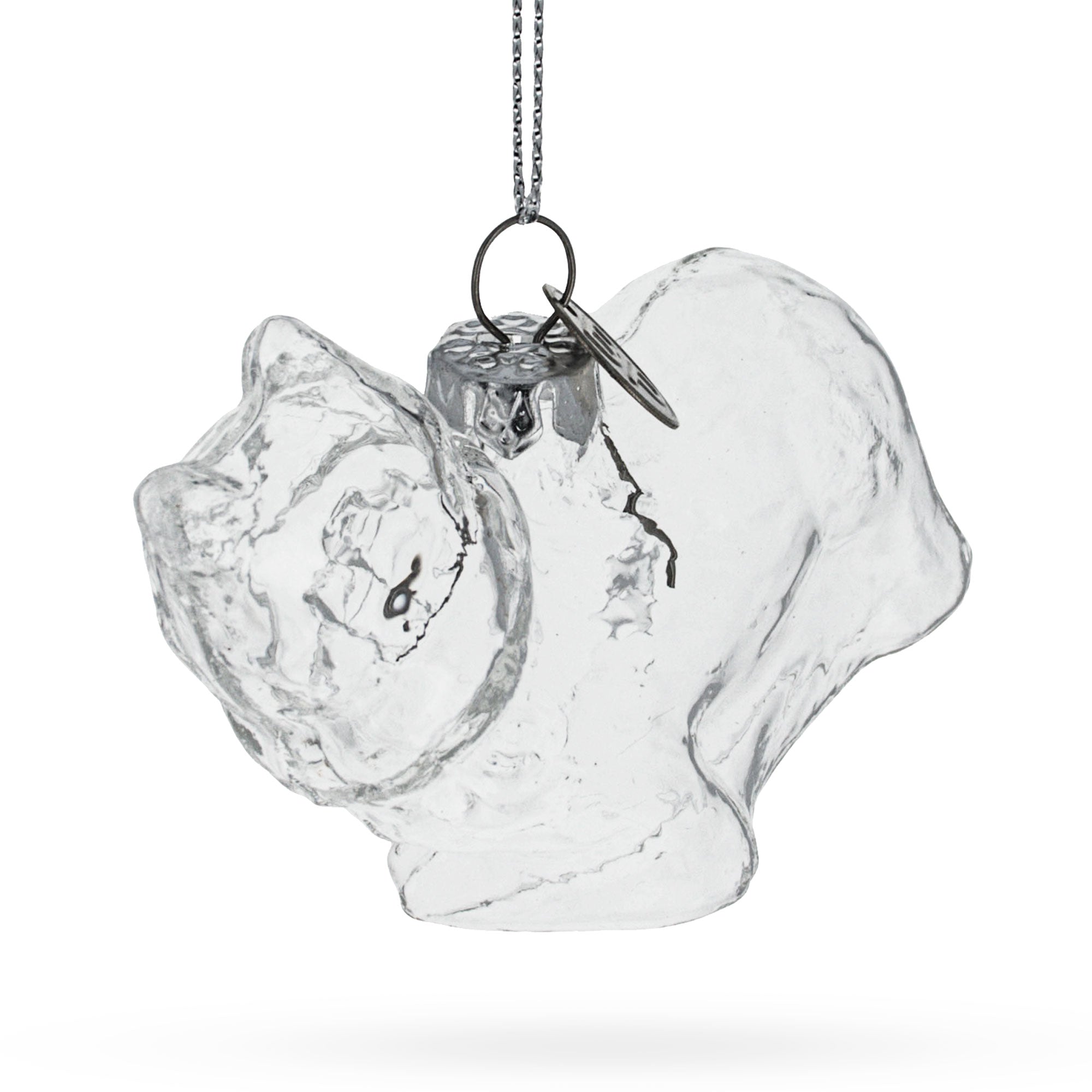 Cat in Scarf Clear Glass Christmas Ornament
