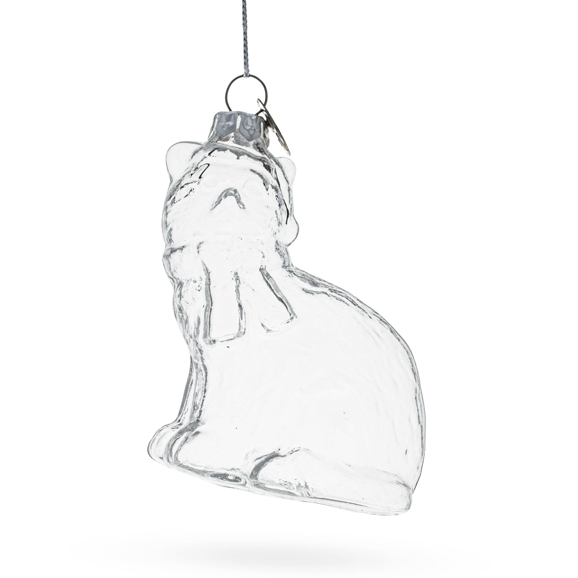Cat Clear Glass Christmas Ornament