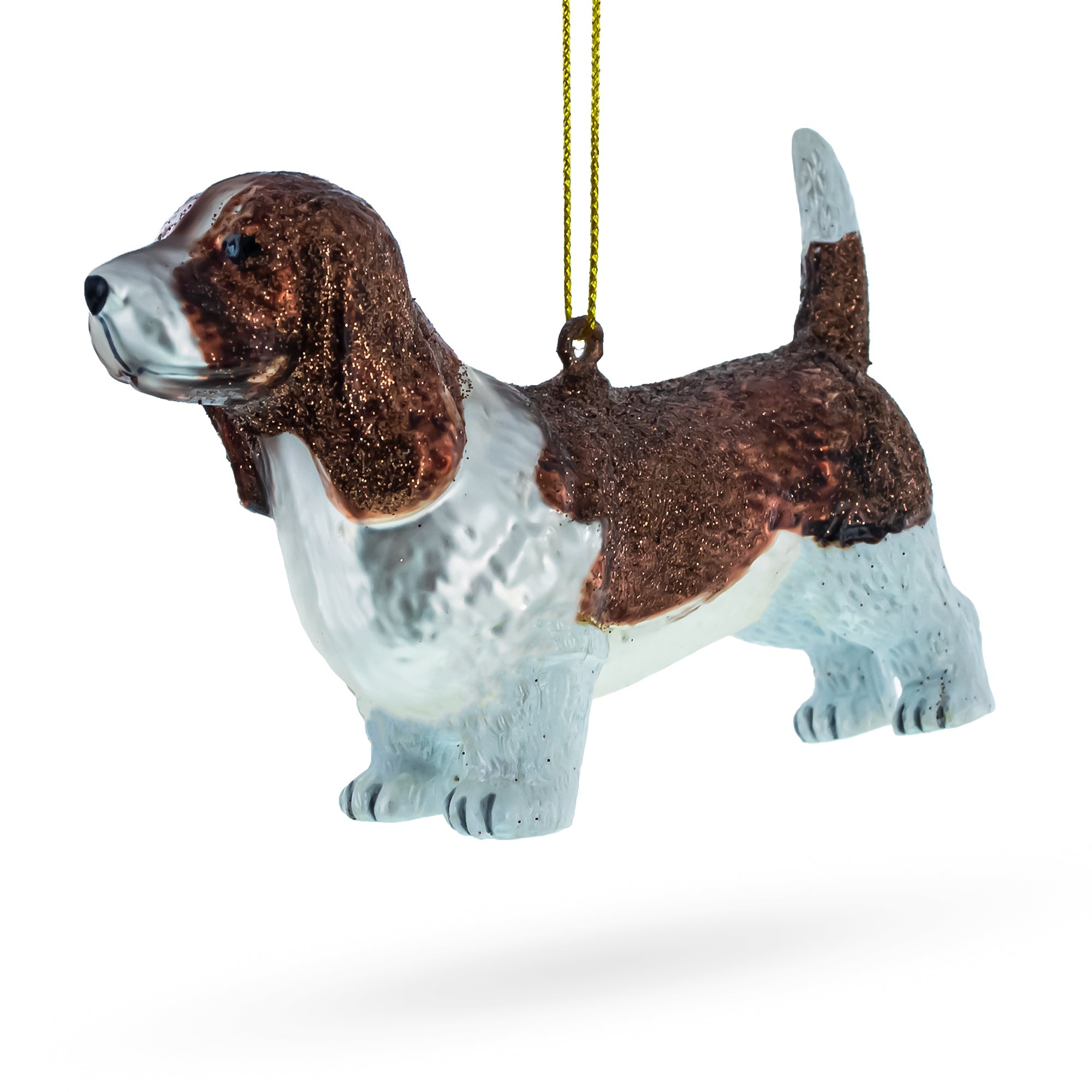 Basset Hound Glass Christmas Ornament