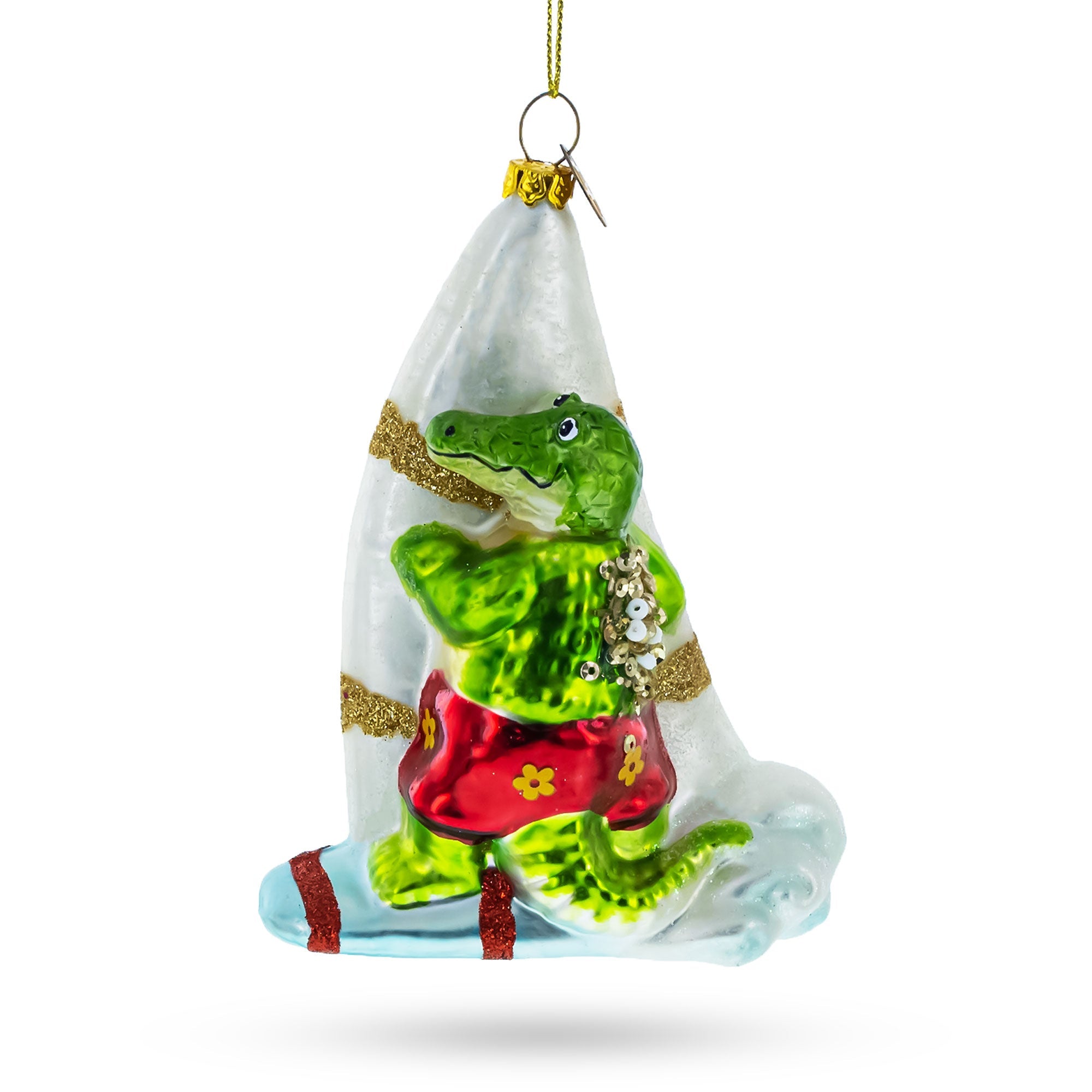 Alligator Windsurfer Glass Christmas Ornament BestPysanky