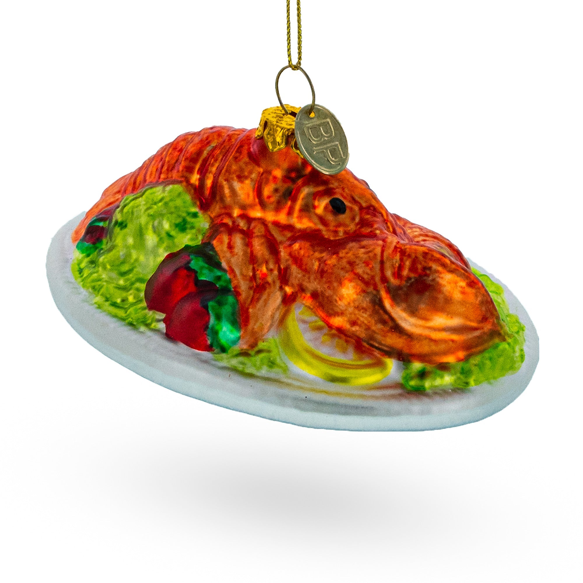 Red Lobster Plate Glass Christmas Ornament