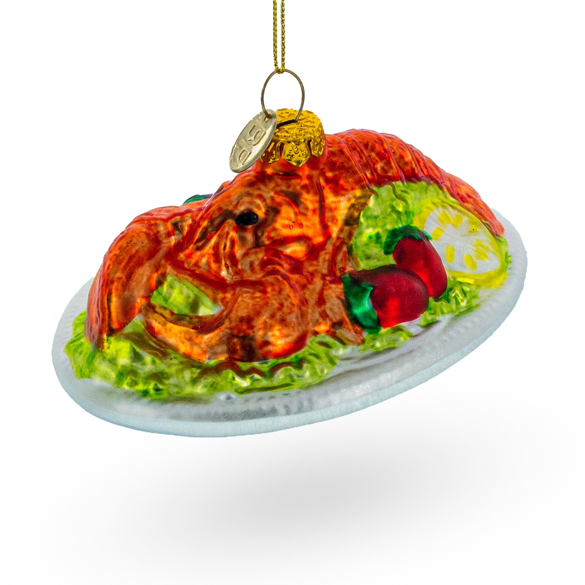Red Lobster Plate Glass Christmas Ornament