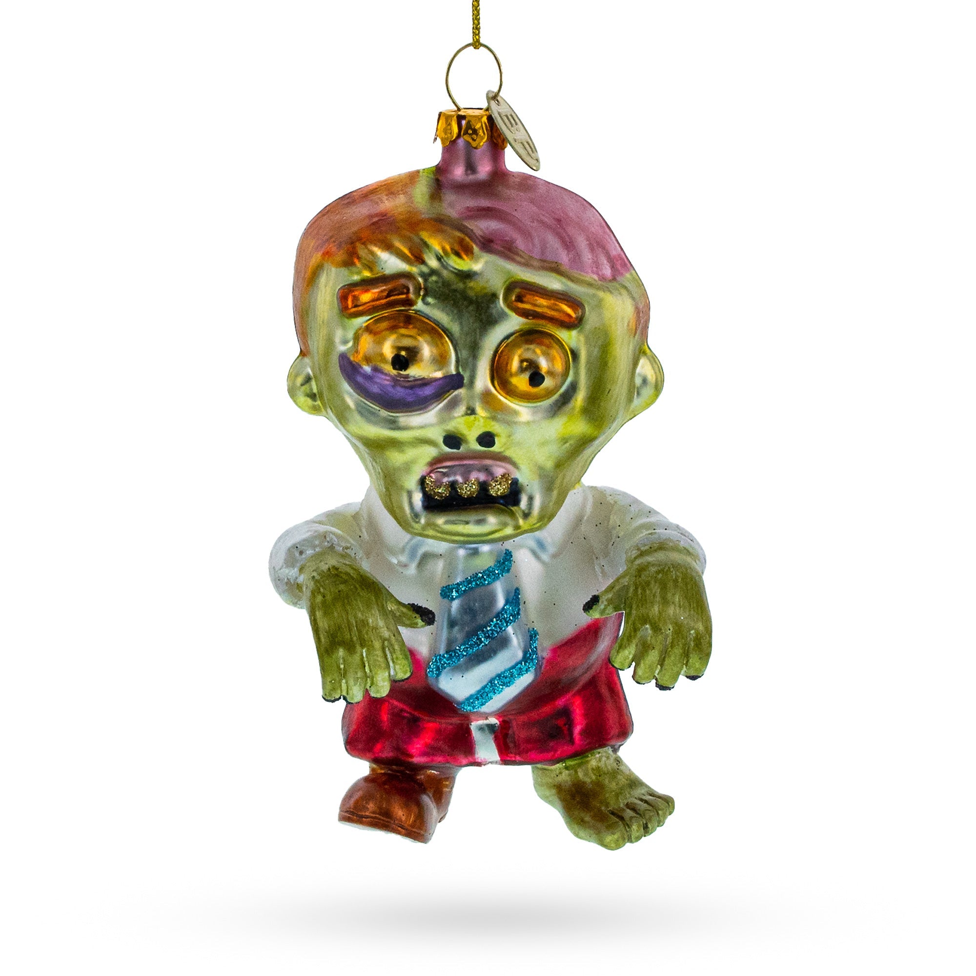 Zombie in Formal Attire Glass Christmas Ornament BestPysanky