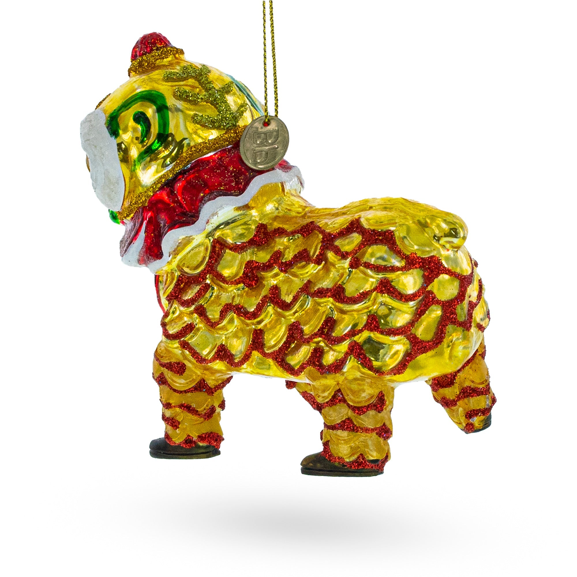 Yellow Dragon Glass Christmas Ornament