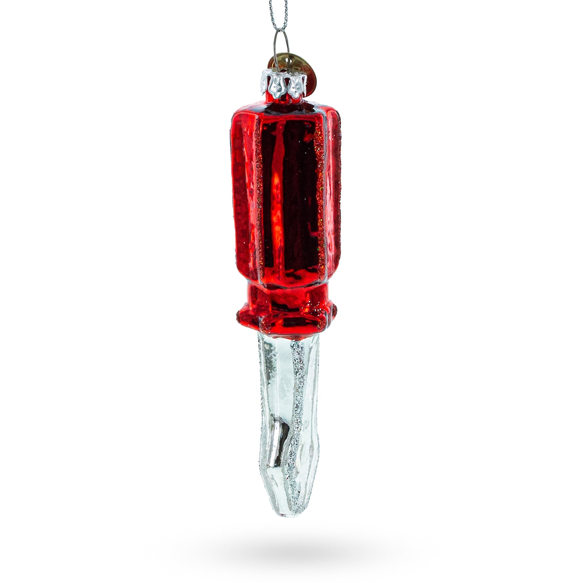Screwdriver with Red Handle Glass Christmas Ornament