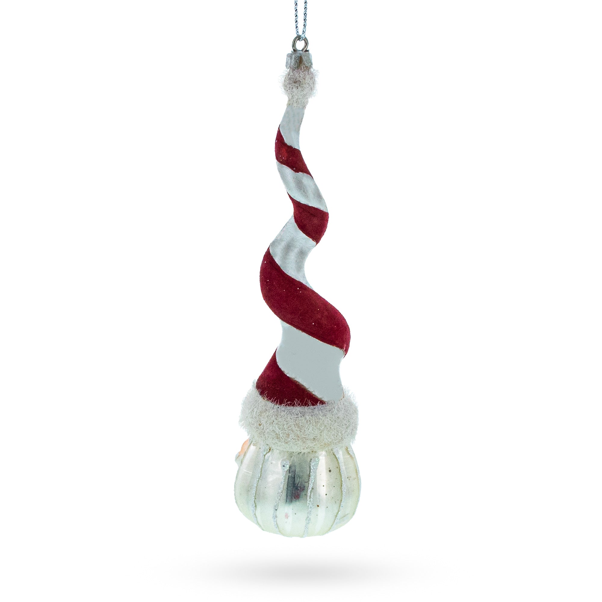 Santa with Quirky Twisted Hat Glass Christmas Ornament