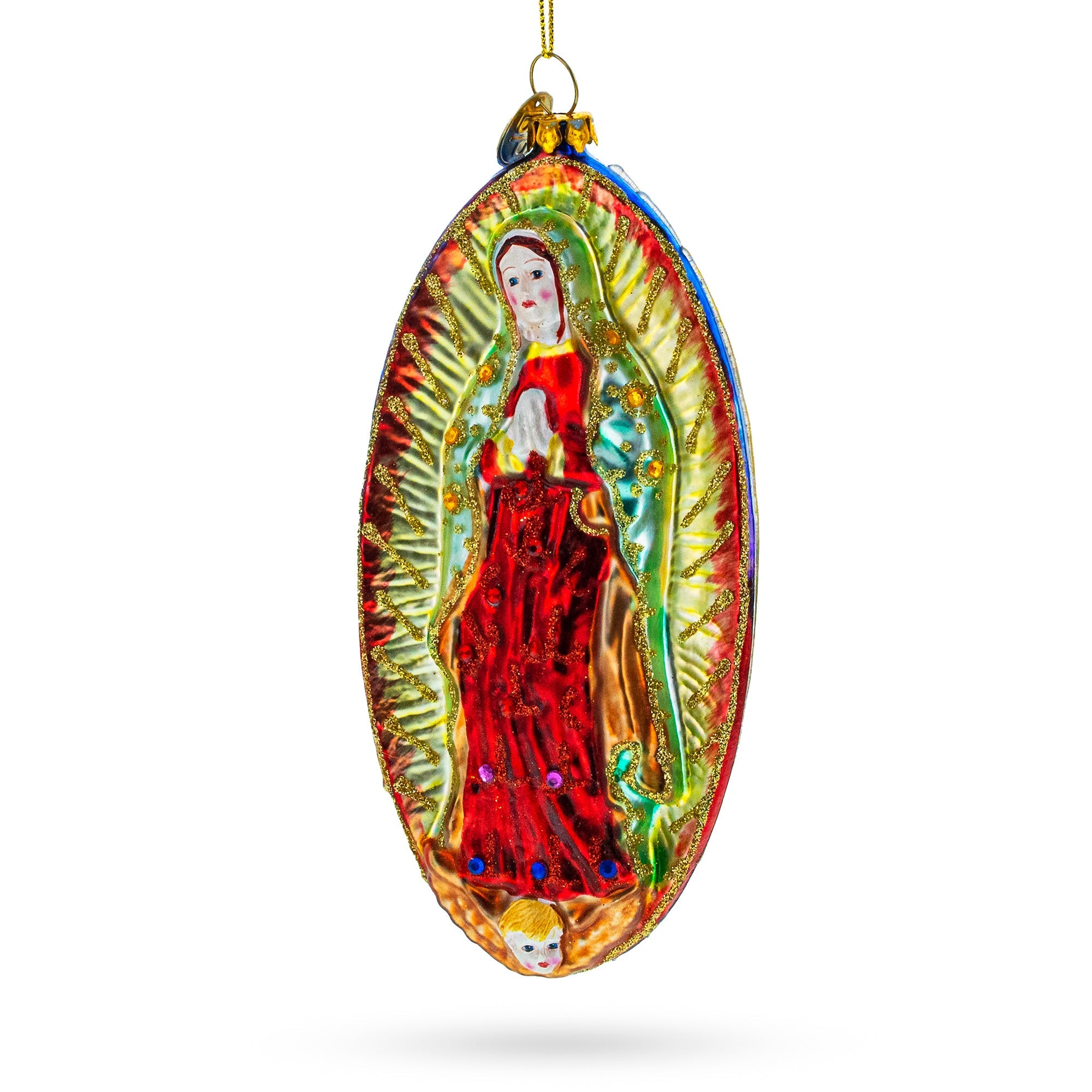Blessed Virgin Mary Glass Christmas Ornament