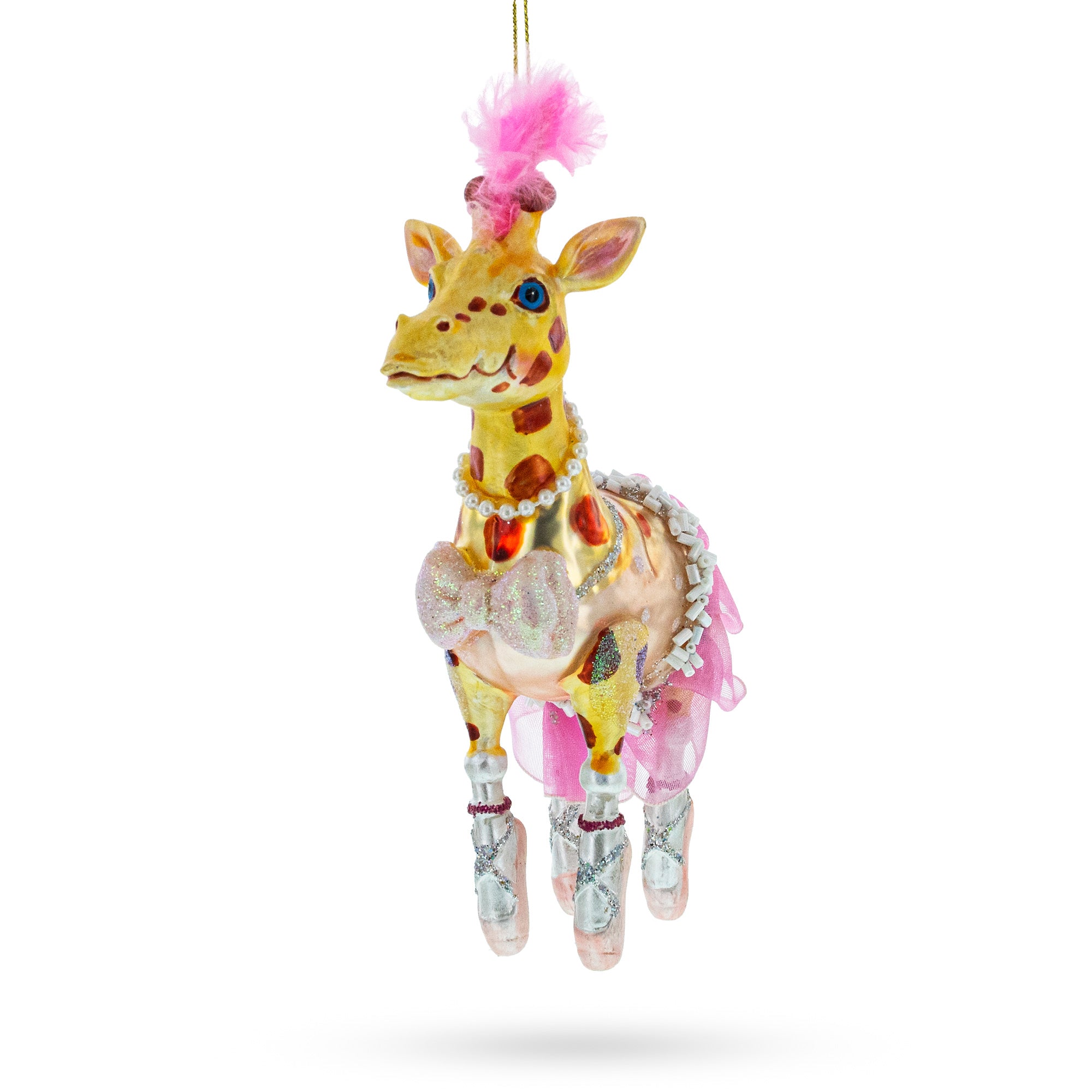 Twirling Giraffe Ballerina Glass Christmas Ornament