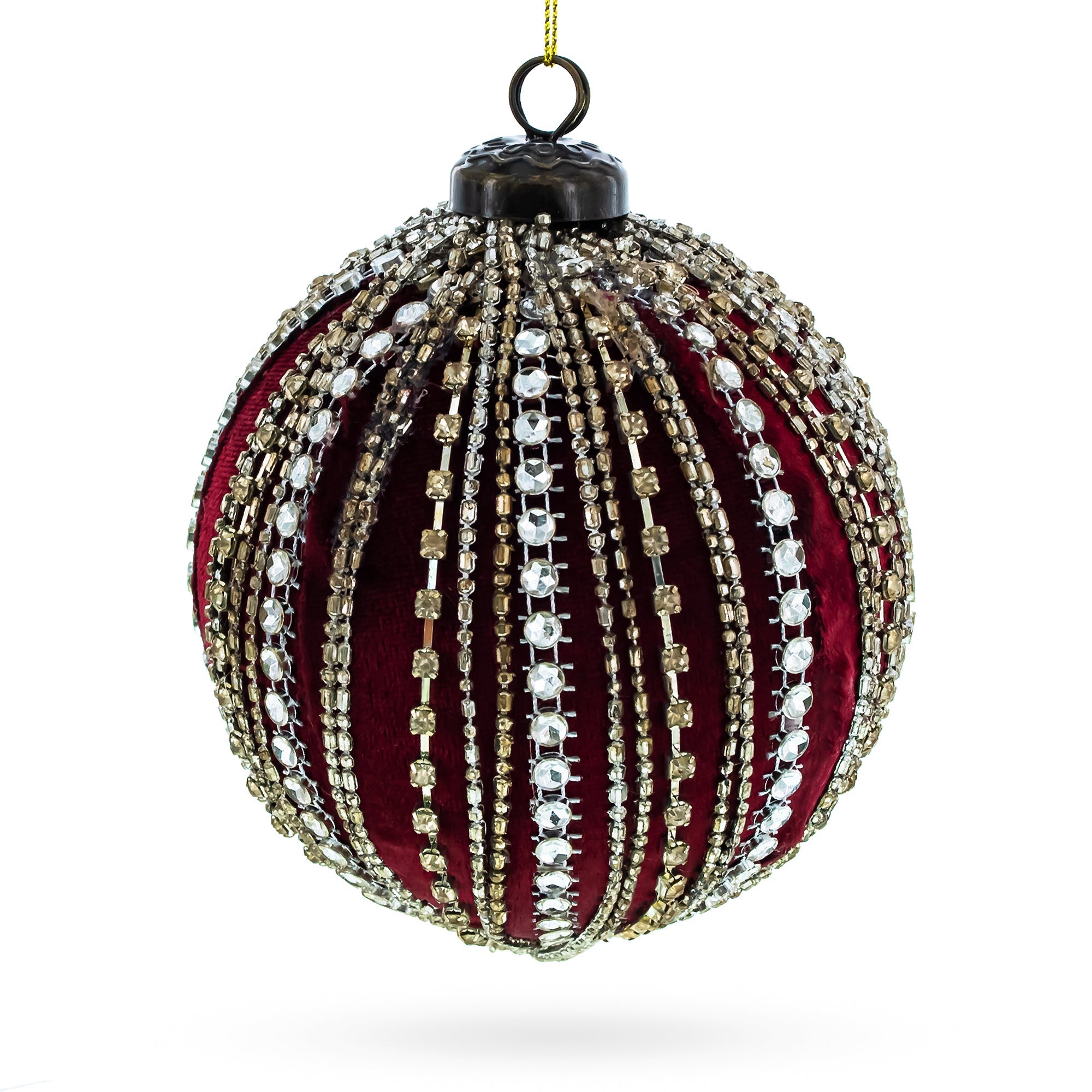 Sparkling Rhinestones on Red Glass Ball Christmas Ornament BestPysanky