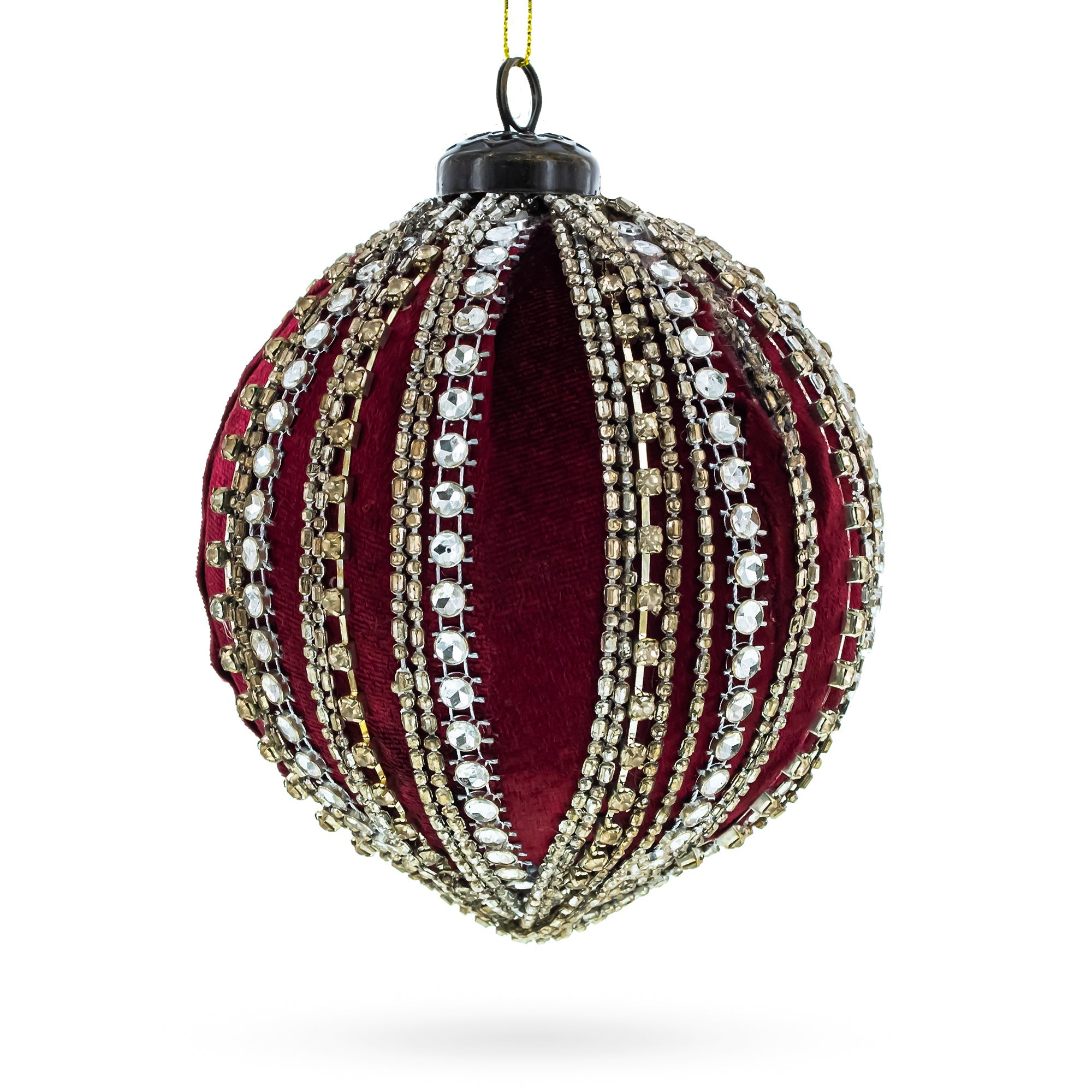 Sparkling Rhinestones on Red Glass Ball Christmas Ornament BestPysanky