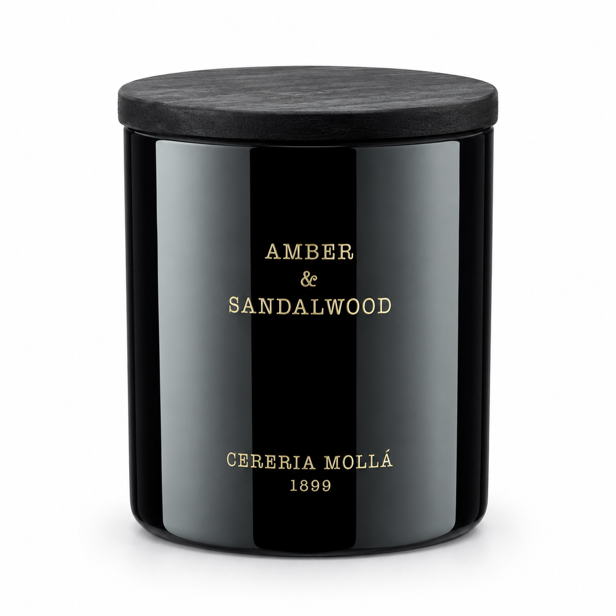 Cereria Molla Amber & Sandalwood 230 g candle, clear product view