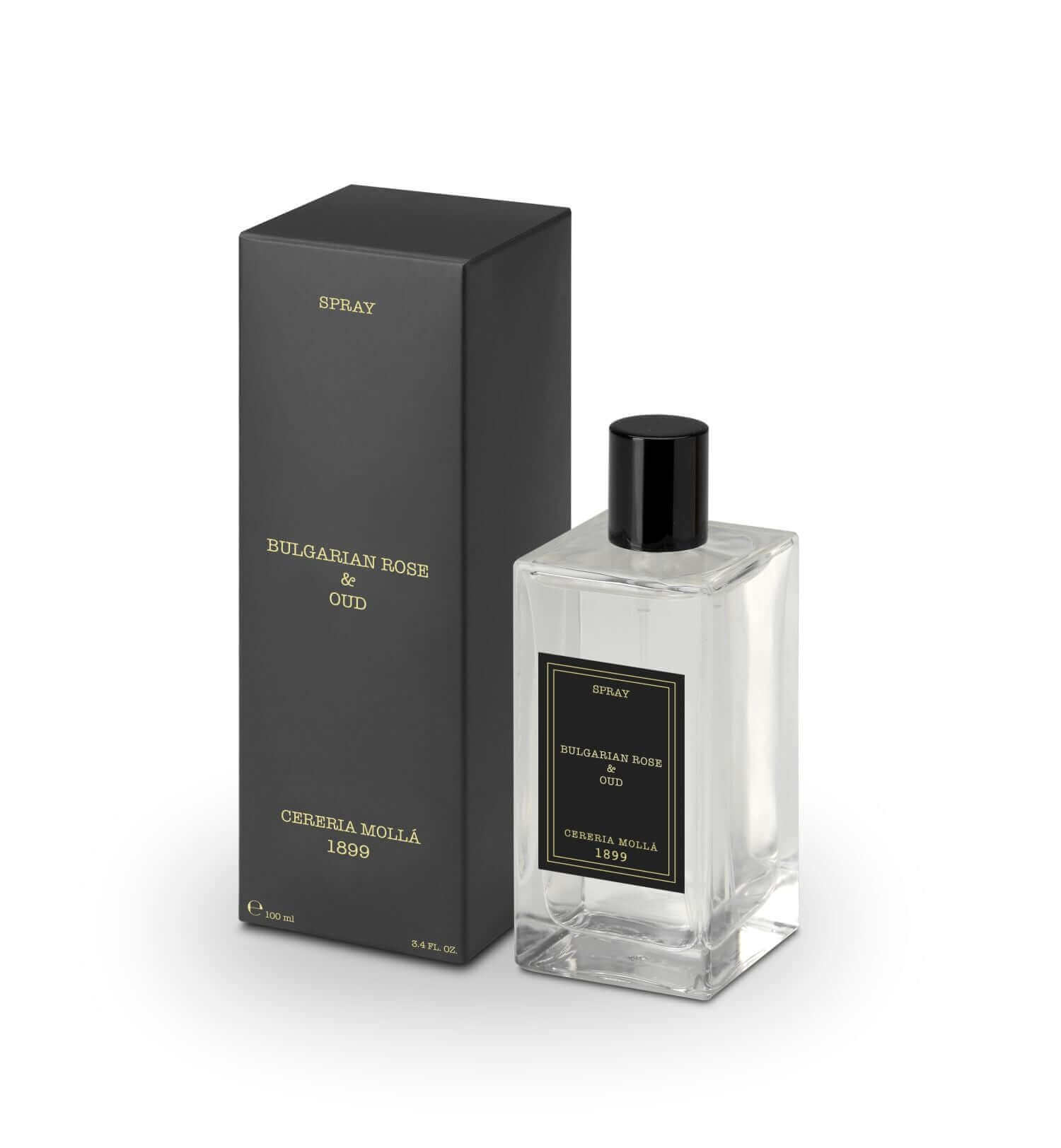 Cereria Molla - Premium Spray - Transparent 3.4 fl oz / 100 ml - Bulgarian Rose & Oud - Coastous