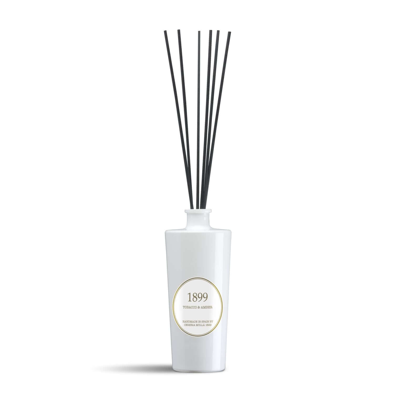 Cereria Molla - Tobacco & Amber White & Gold Premium Reed Diffuser - 16.9 fl oz / 500 ml - Coastous