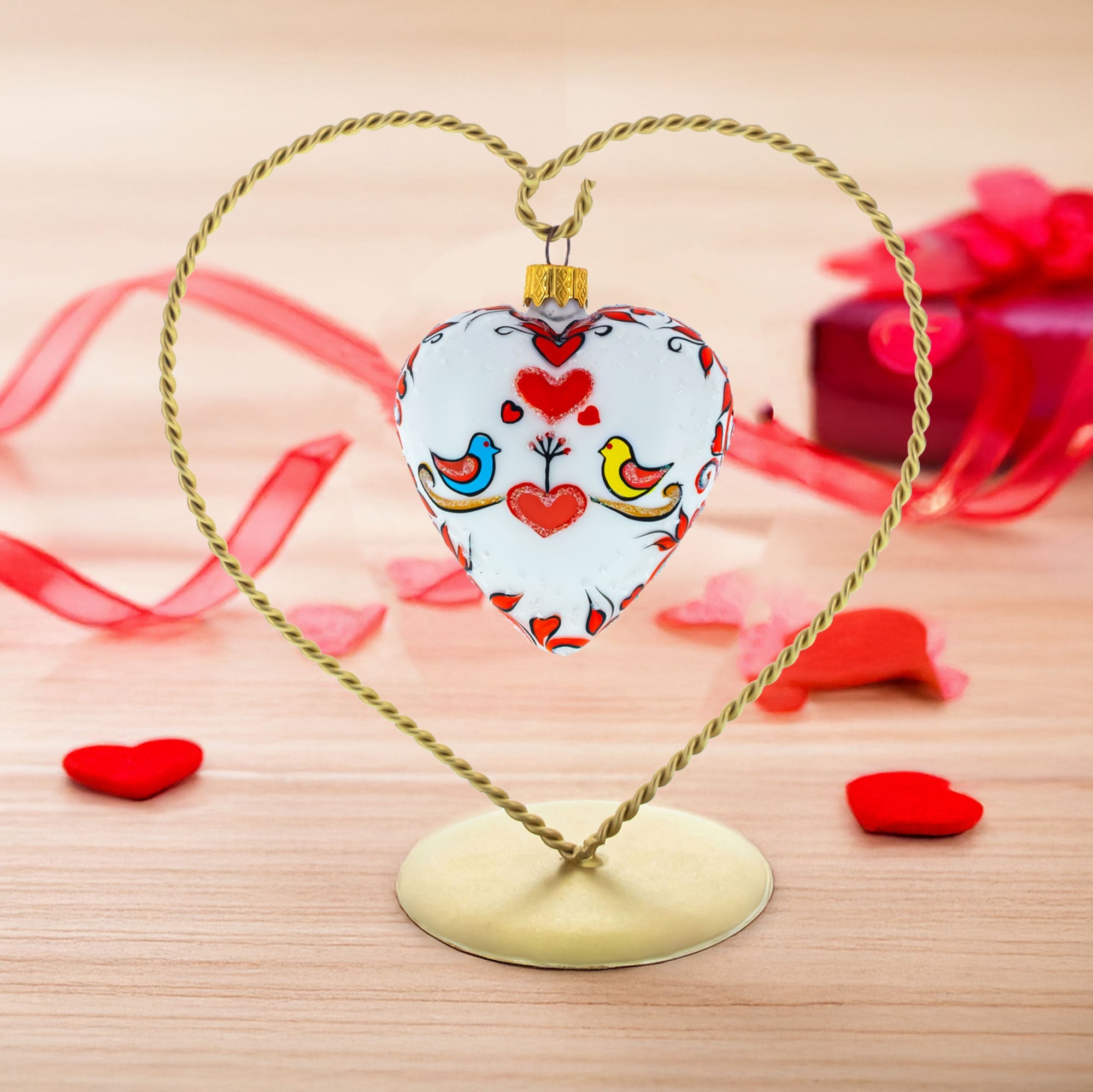 Valentine's Day Heart Shape Glass Christmas Ornament