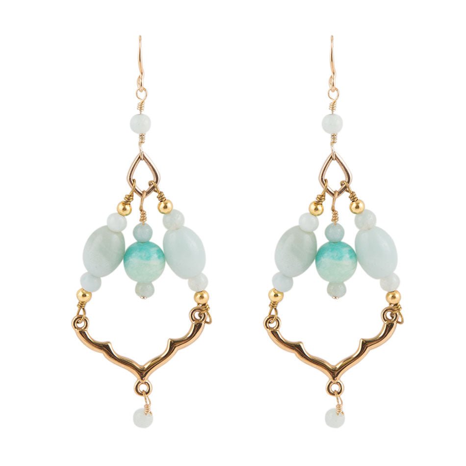 Chandelier Amazonite and Bronze Earrings Barse Jewelry