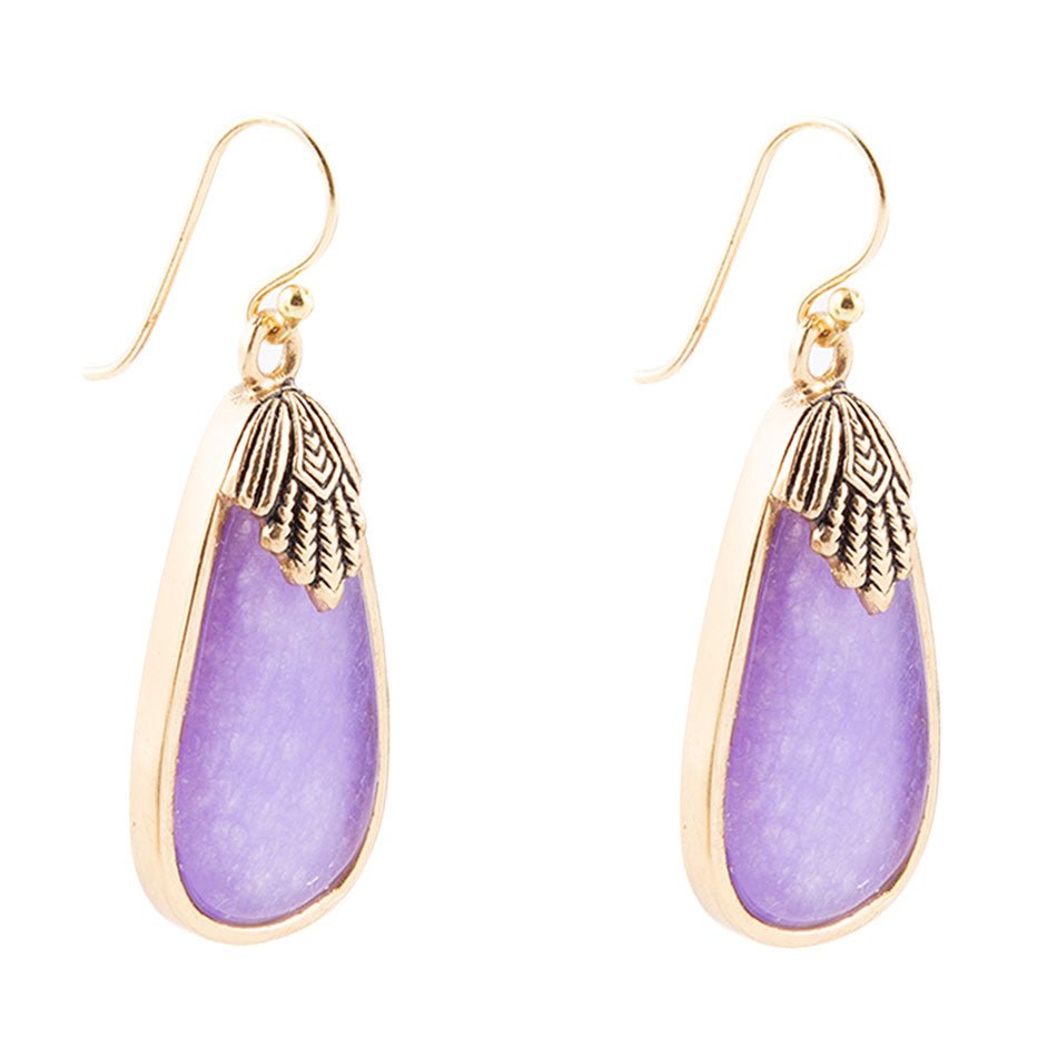 Charleston Purple Quartz Golden Drop Earrings Barse Jewelry