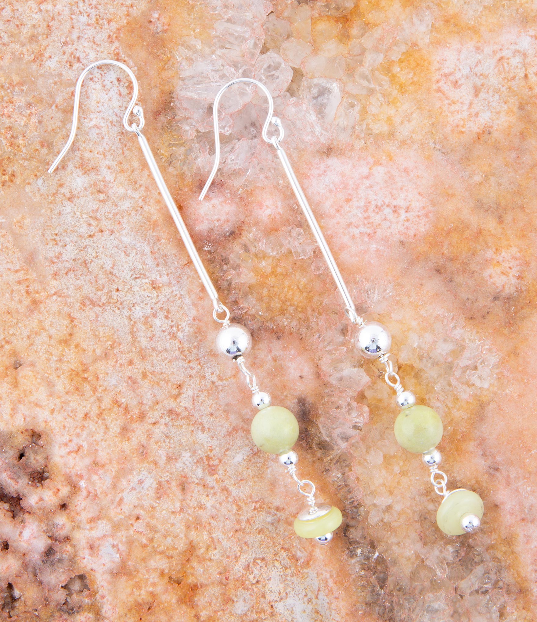 Chartruese Lemon Jade Linear Earrings Barse Jewelry