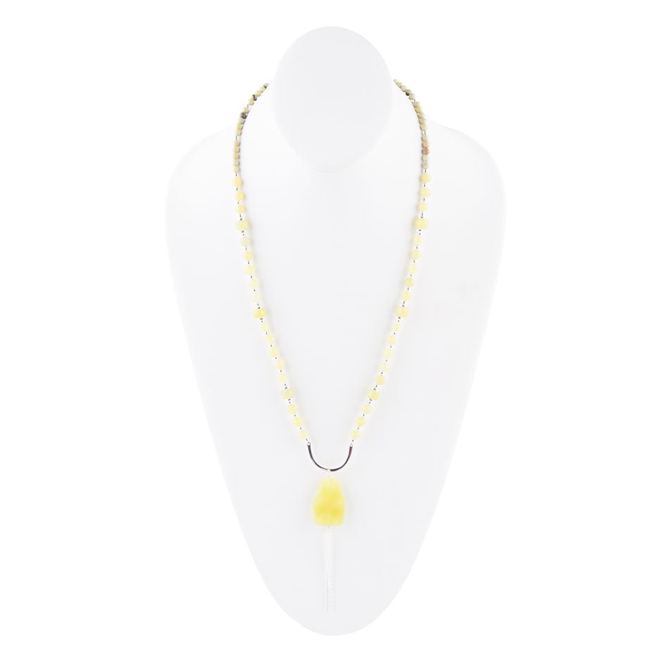 Chartruese Lemon Jade Long Pendant Necklace Barse Jewelry