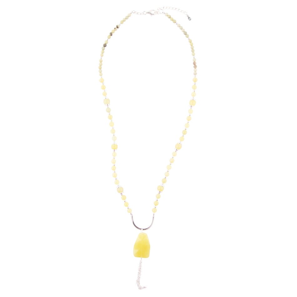 Chartruese Lemon Jade Long Pendant Necklace Barse Jewelry