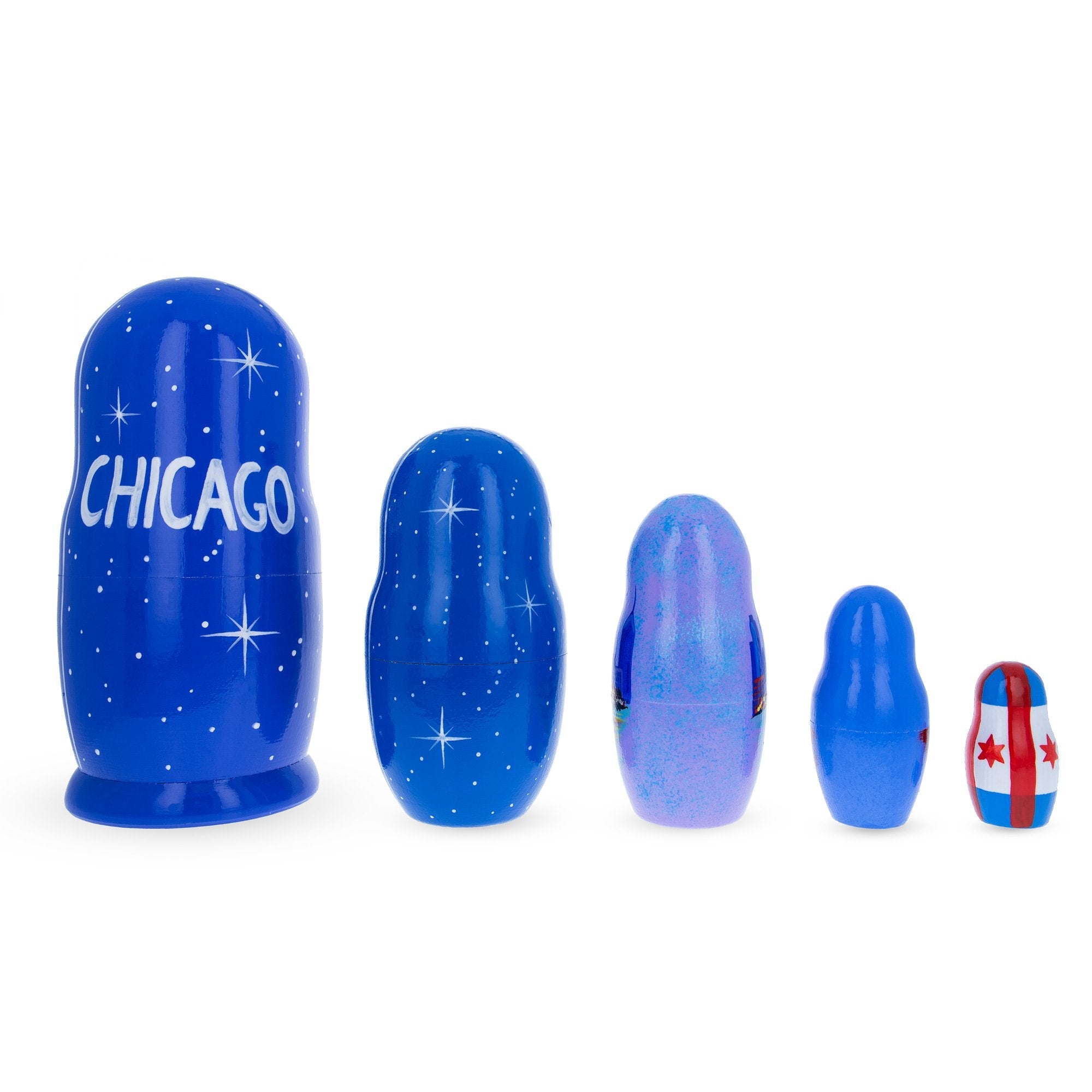 5 Pieces Chicago, Illinois Wooden Nesting Dolls BestPysanky